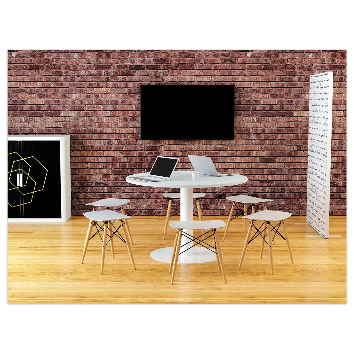 Tafel EASYDESK rond Ø115cm witte voet witte blad