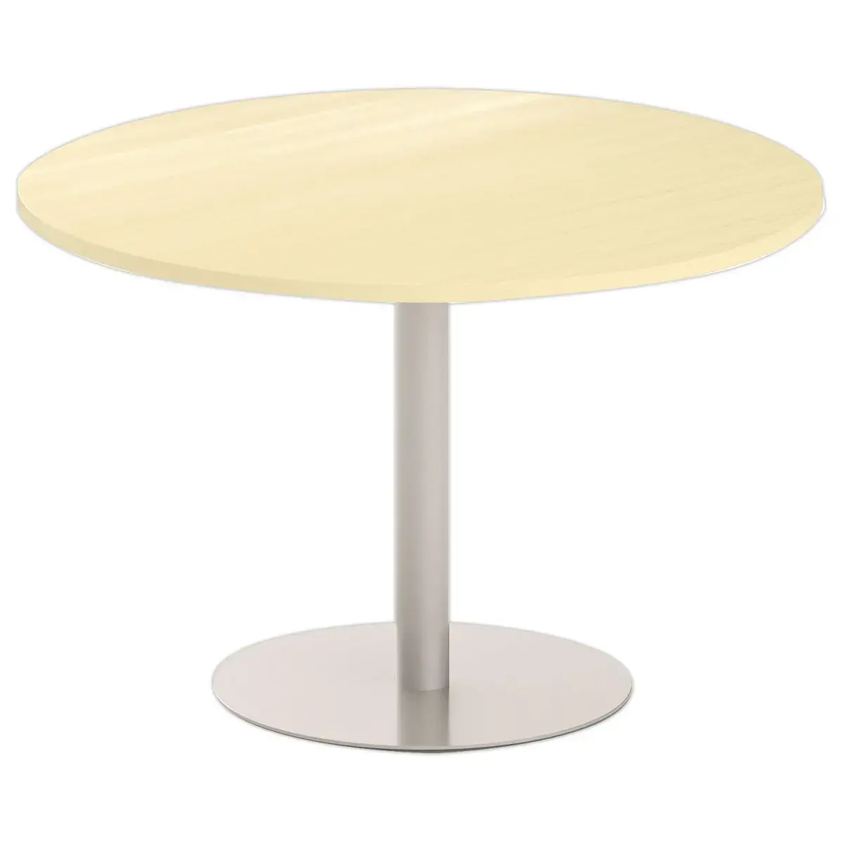Ronde tafel diam 116 cm blad beuken voet zilver tulpvoet 