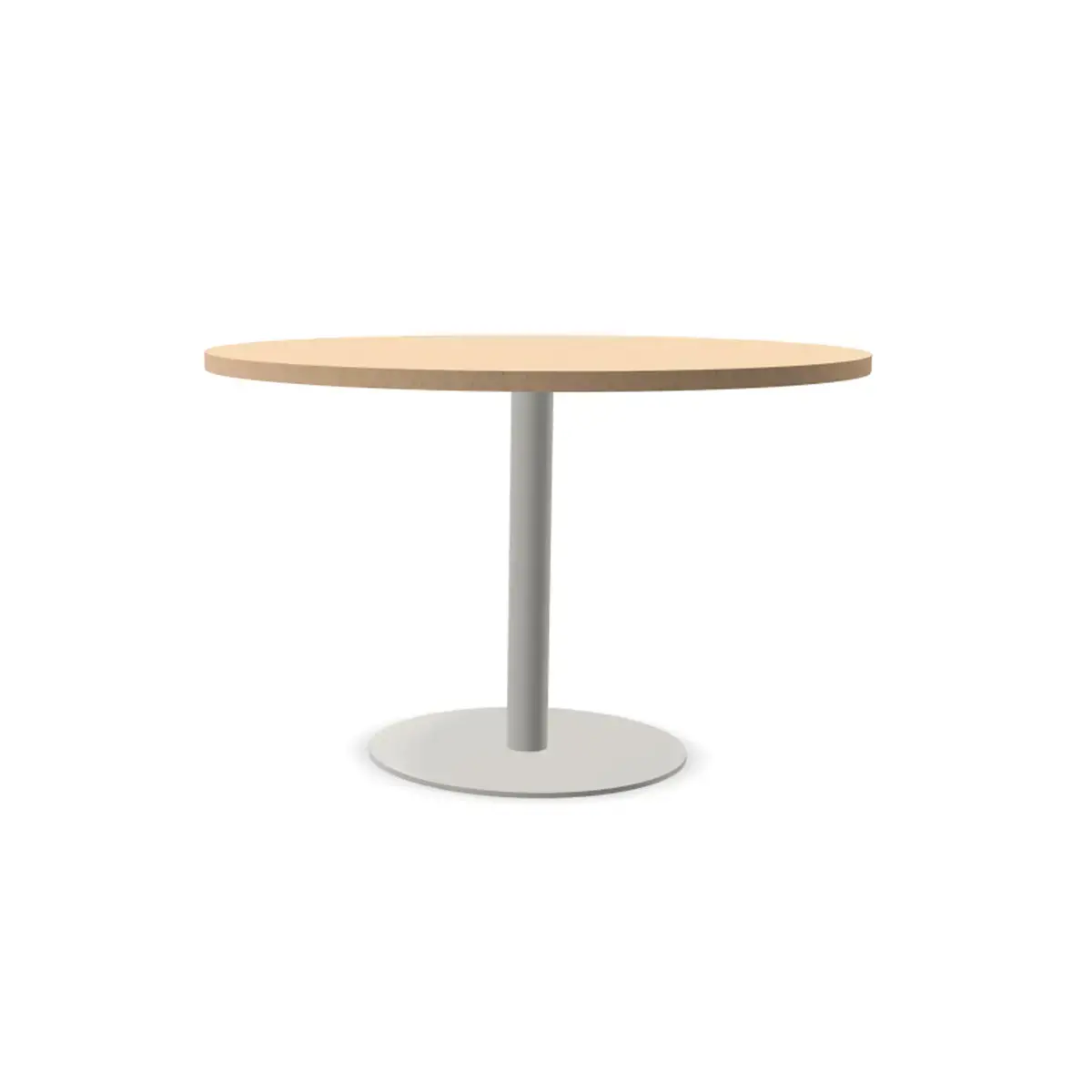 Ronde tafel diam 116 cm blad beuken voet zilver tulpvoet 