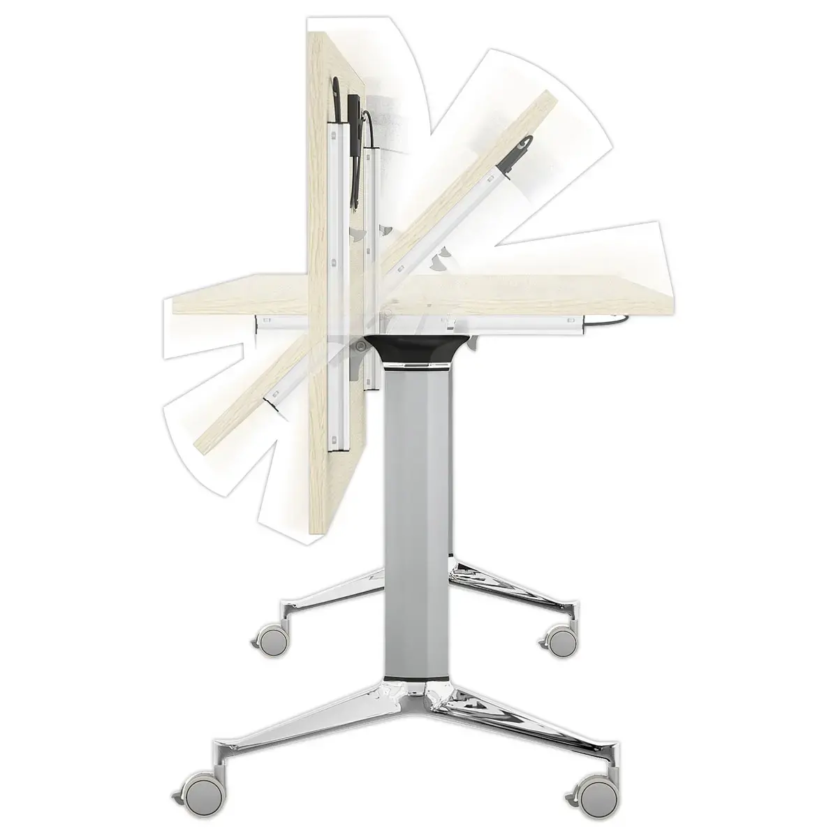 Klaptafel met wielen - 150x70 - Beuken/aluminium
