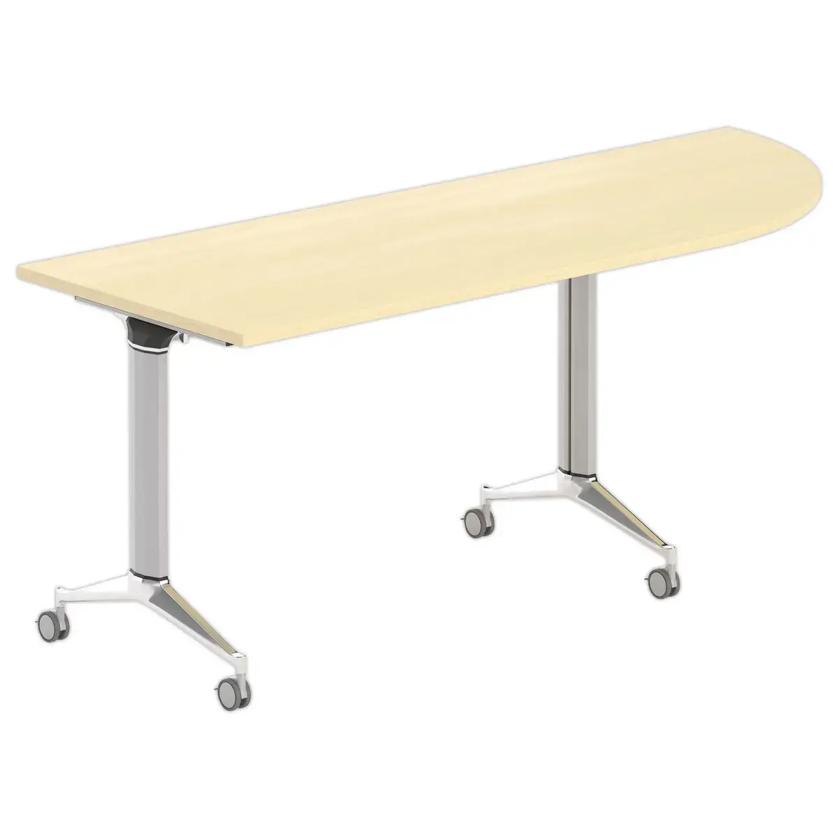 Klaptafel met wieltjes - 190 x 70 cm - Beuk en alu - Hoek rechts