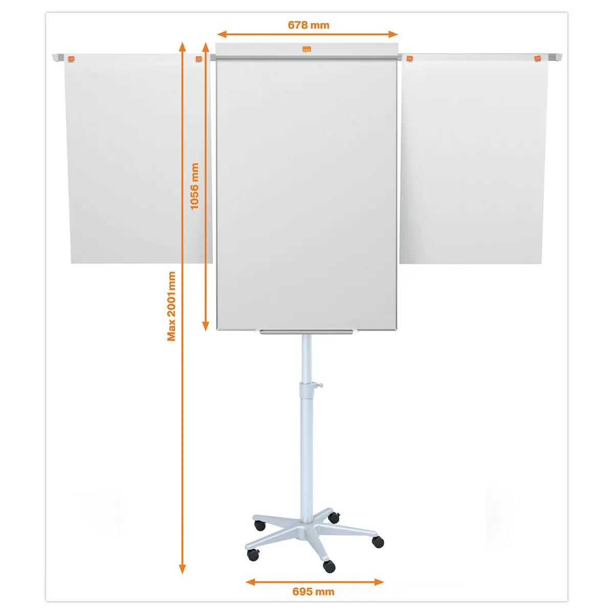 Magnetisch en uitschuifbar mobiel paperboard - 70 x 190 cm - NOBO