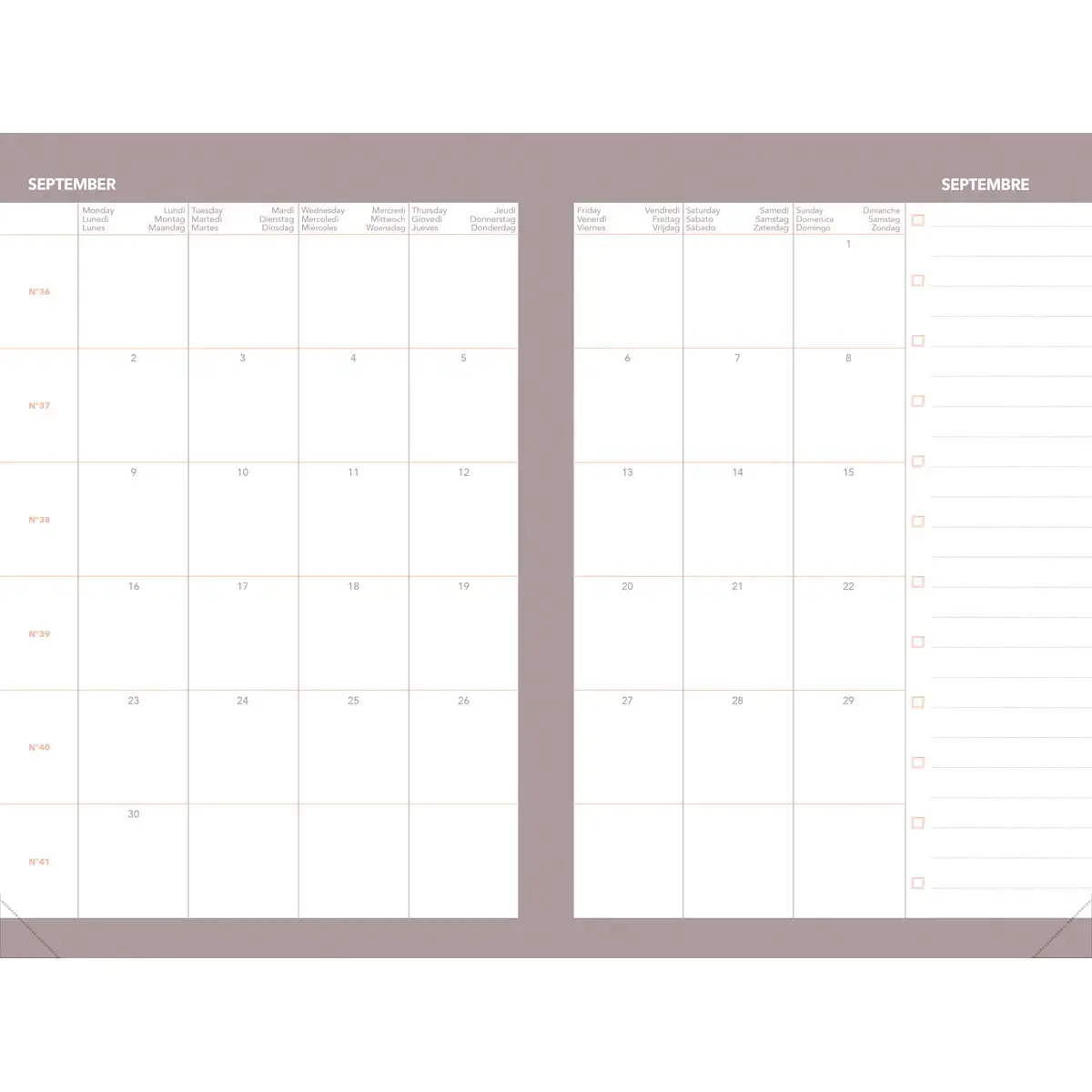 Weekagenda ZAKELIJK KLEUR ML Ella - 10x15 cm - Beige - December tot december - QUO VADIS