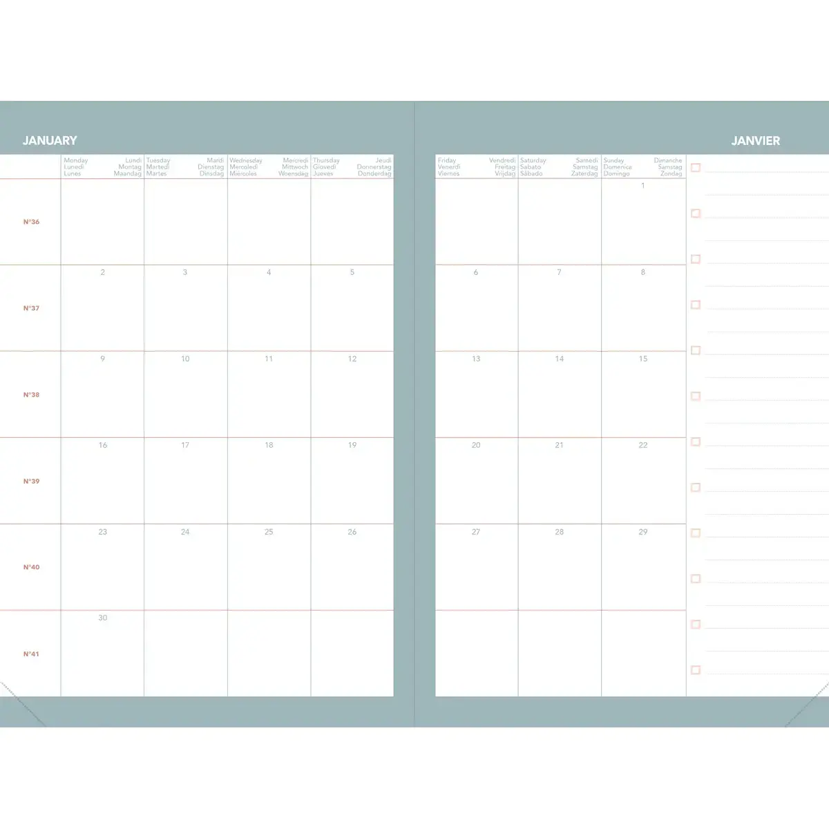 Weekagenda QuoVadis MINISTRE COLOR ML Pastel - 16x24 - Vanille 