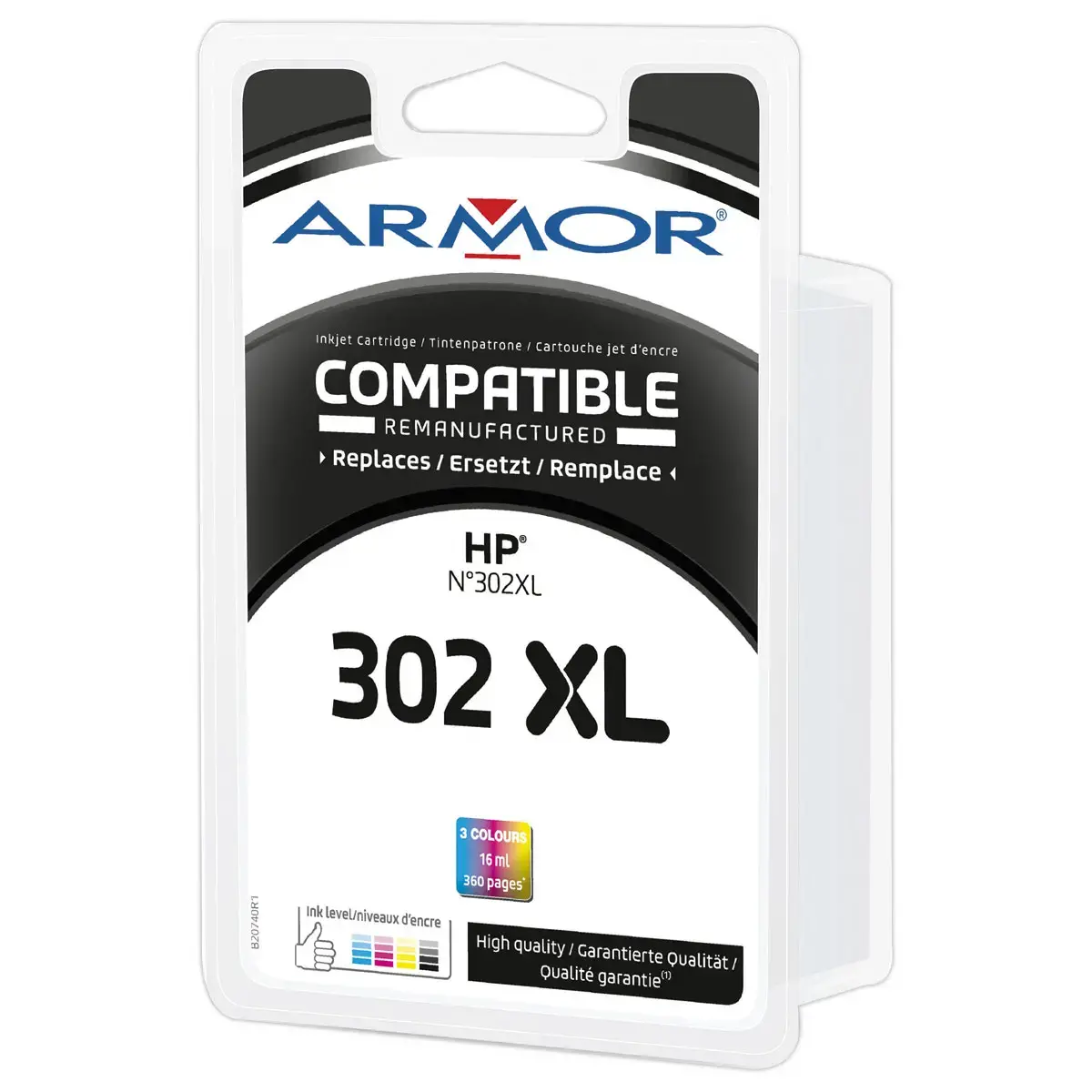 Inkjetcartridge ARMOR equivalent aan HP 302XL 3 kleuren