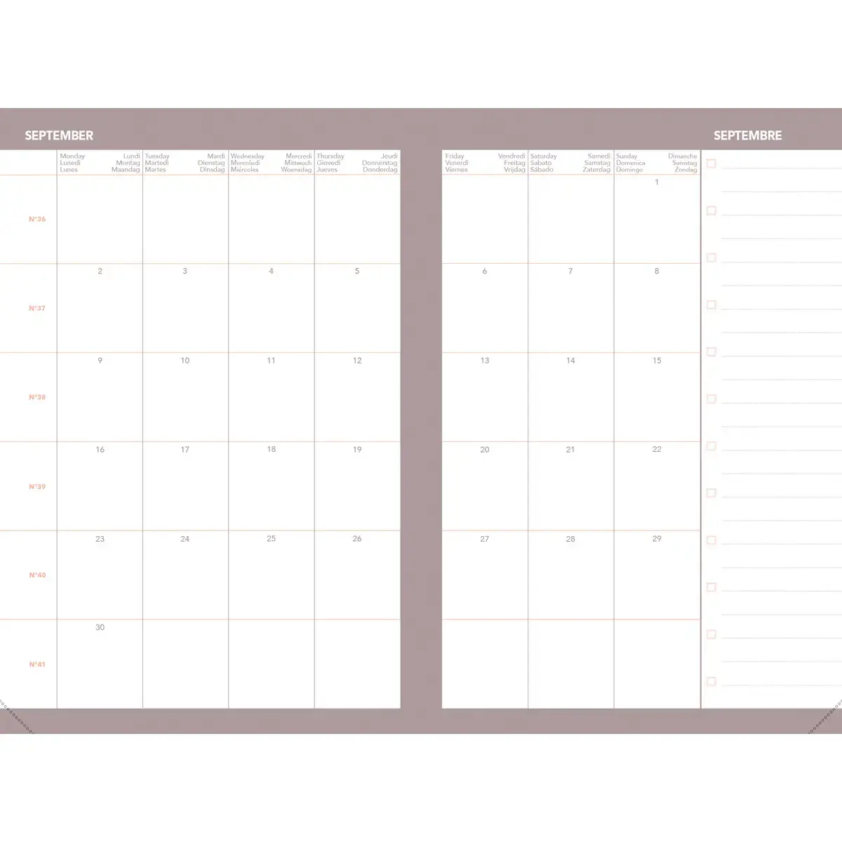 Weekagenda ZAKELIJK KLEUR ML Ella - 10x15 cm - Beige - December tot december - QUO VADIS 