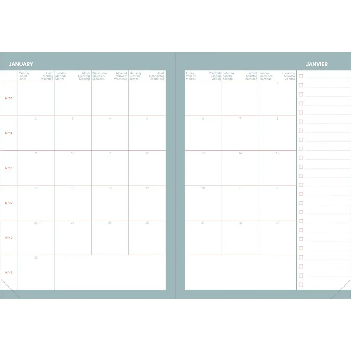 Weekagenda ZAKELIJK KLEUR ML Ella - 10x15 cm - Beige - December tot december - QUO VADIS