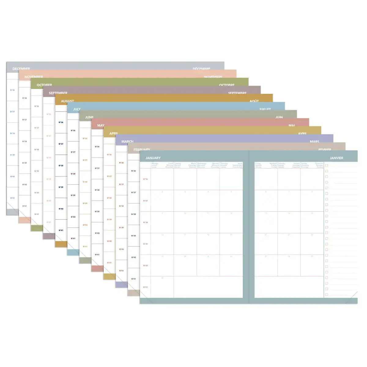 Weekagenda ZAKELIJK KLEUR ML Ella - 10x15 cm - Beige - December tot december - QUO VADIS