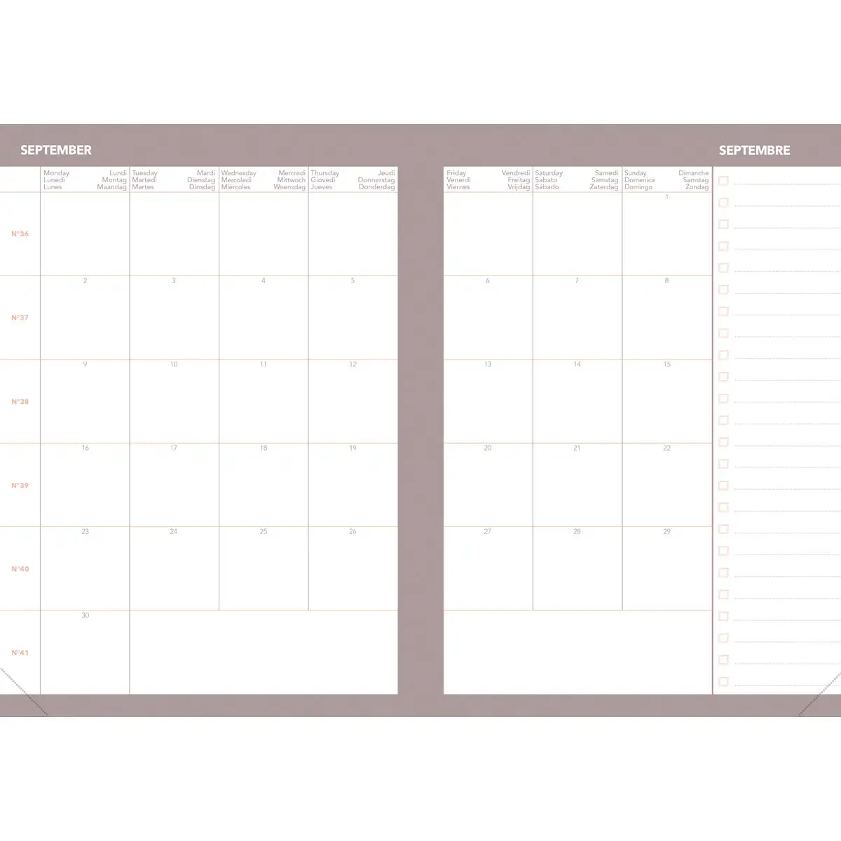 Weekagenda ZAKELIJK KLEUR ML Ella - 10x15 cm - Beige - December tot december - QUO VADIS