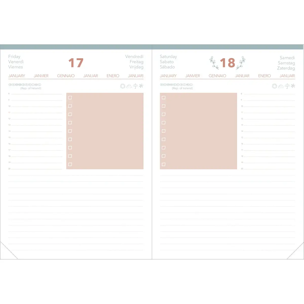 Weekagenda ZAKELIJK KLEUR ML Ella - 10x15 cm - Beige - December tot december - QUO VADIS