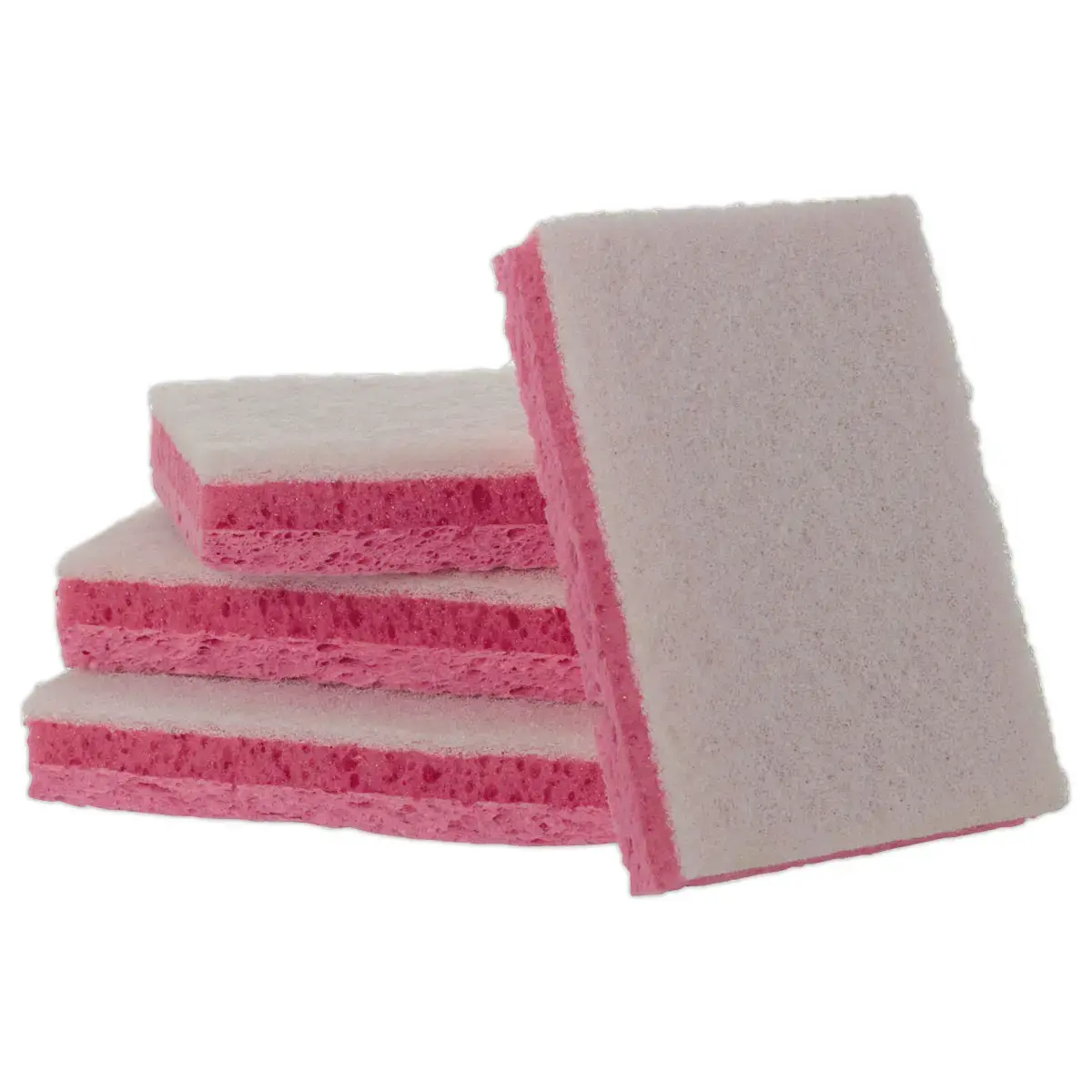 10 Witte niet-krasgende tampons op roze drie-laags spons