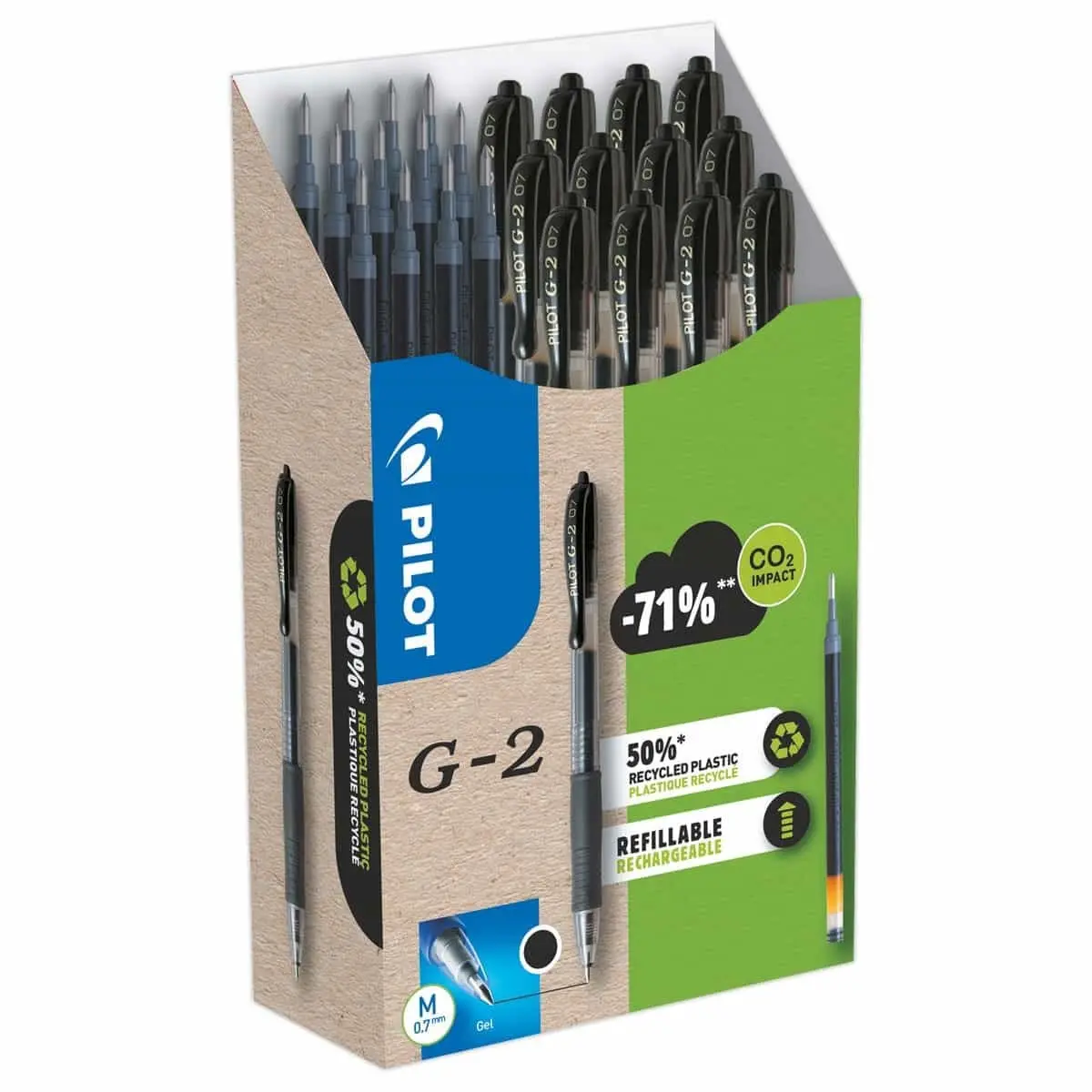 12  gel-inkt balpennen PILOT G2+ 12 navullingen - zwart 