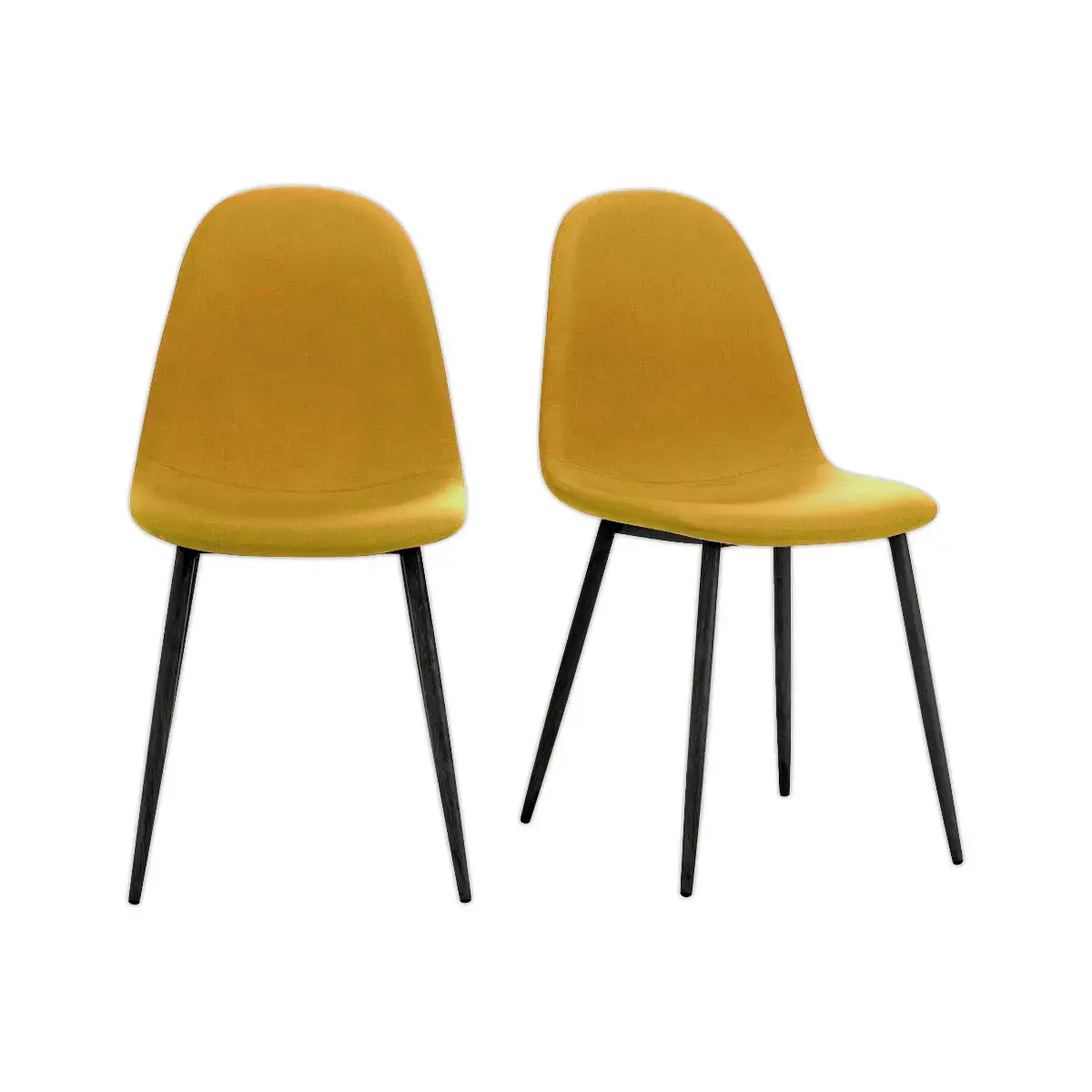 2 Stoelen MUST H87 x D54 x B45 cm zwart voet saffraan zitting gemonteerd
