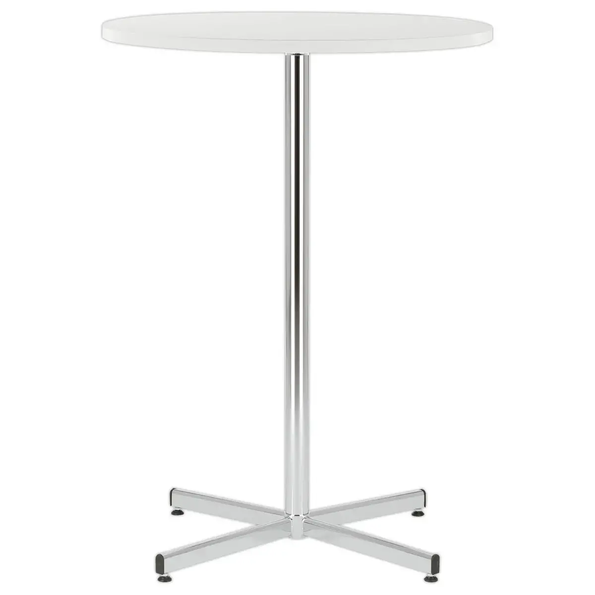 Tafel Cruzo H1100 Chroom melamine wit &oslash; 600 x 25 mm gemonteerd 