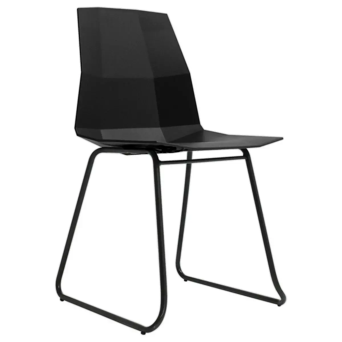 2 Cube stoelen met trapeziumvormige zwarte poten en zwarte zitting