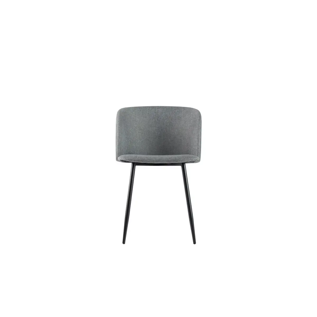 2 Must fauteuils met zwarte voeten en grijze zitting, gemonteerd