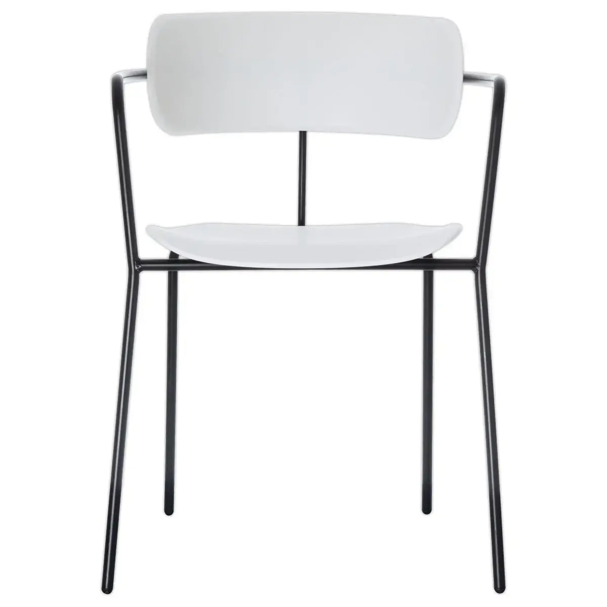 2 Bistrostoelen met zwarte poten en een witte zitting