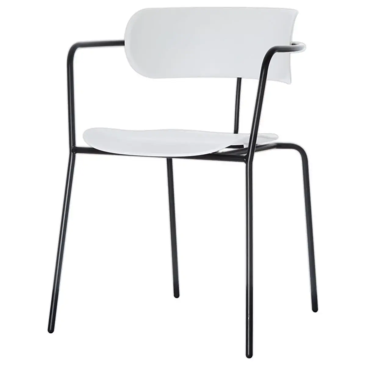2 Bistrostoelen met zwarte poten en een witte zitting