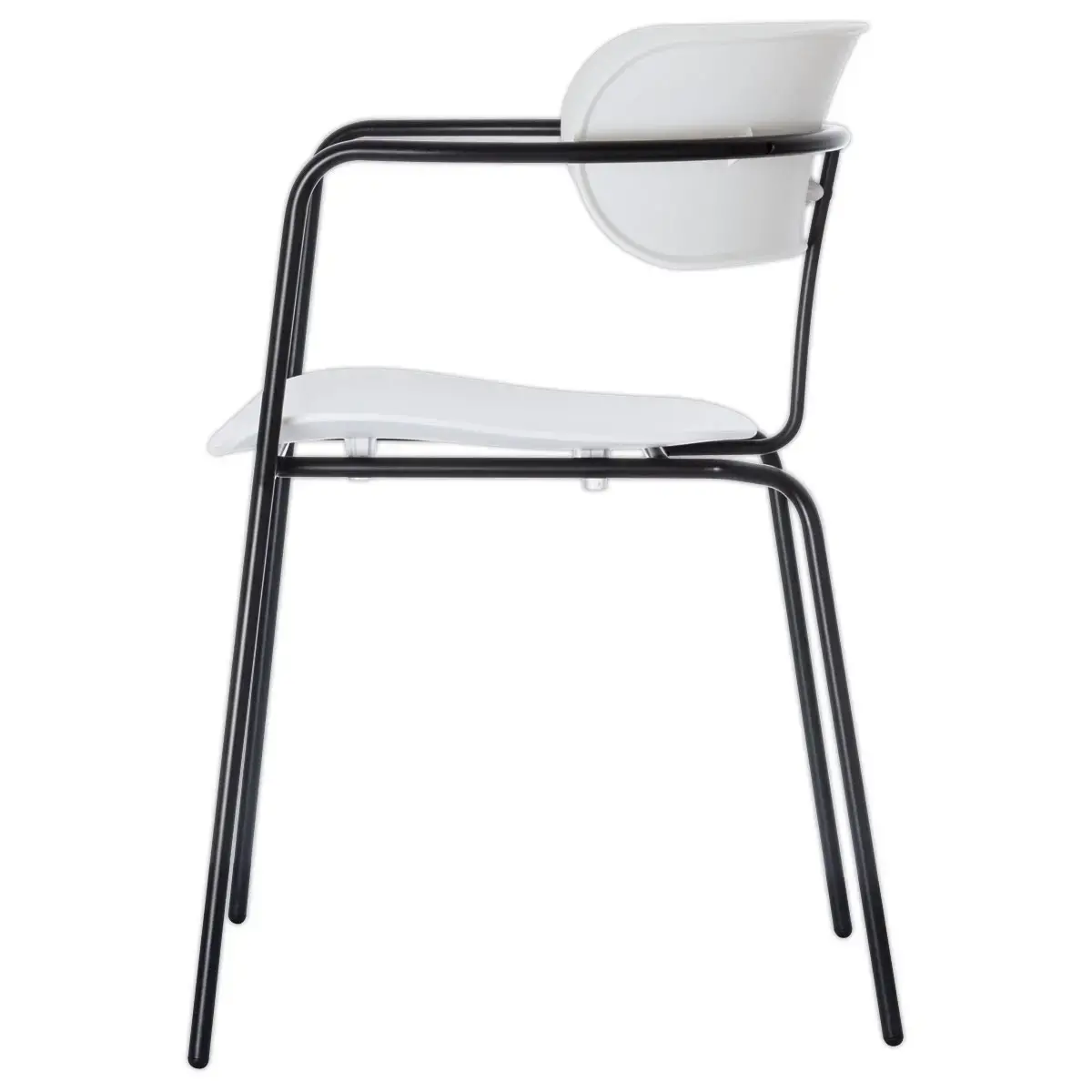 2 Bistrostoelen met zwarte poten en een witte zitting
