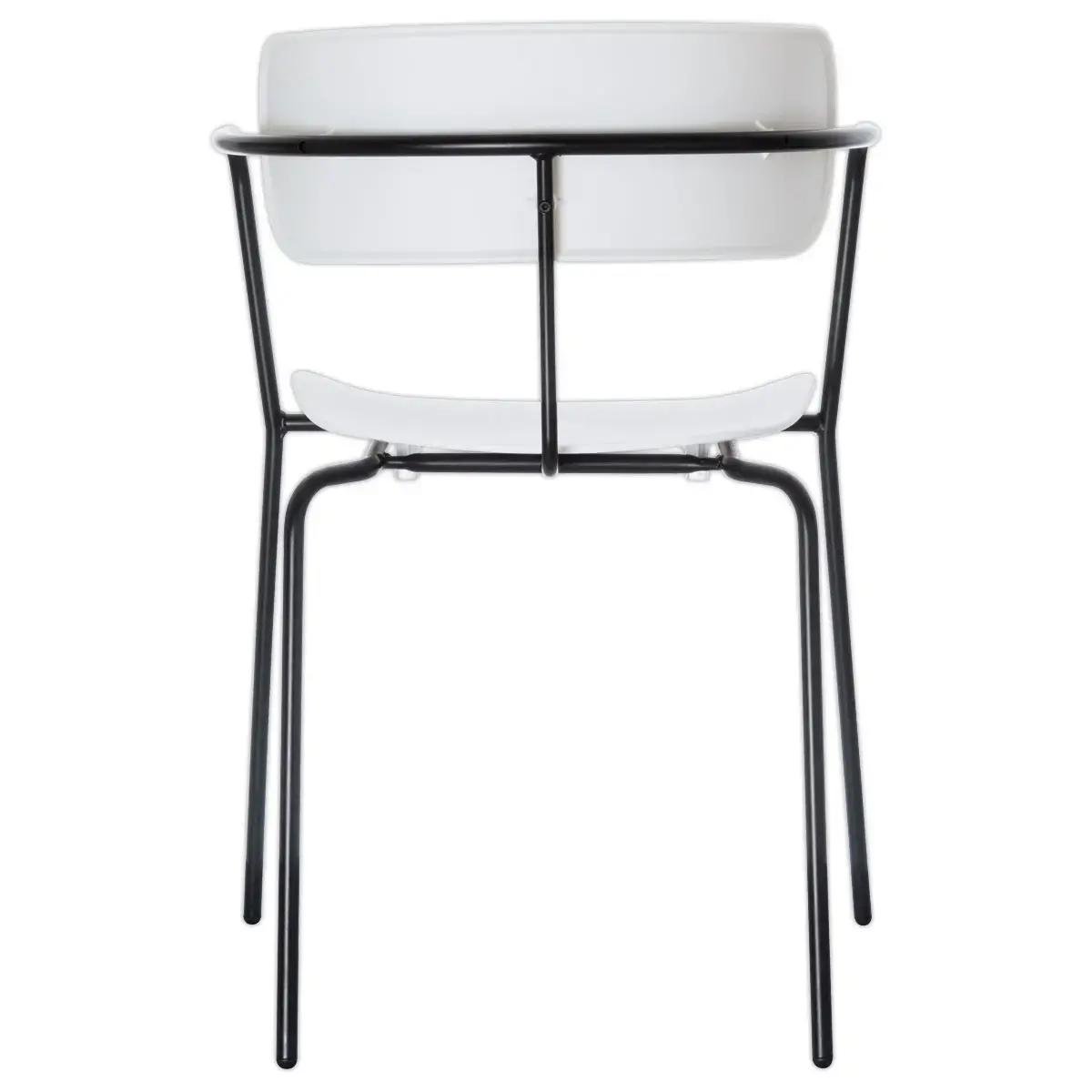 2 Bistrostoelen met zwarte poten en een witte zitting
