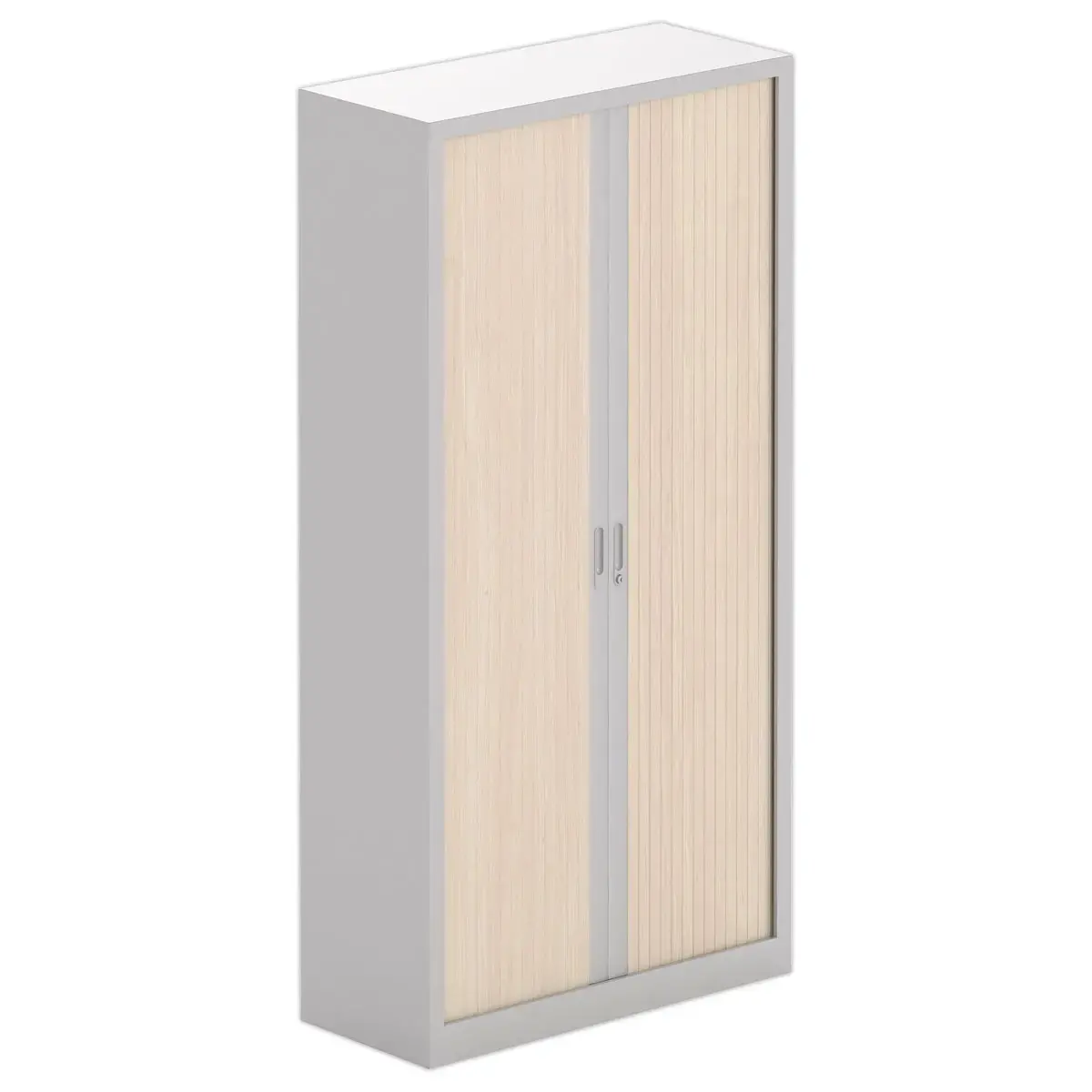 Hoge metalen kast - 198 x 100 cm - Aluminium/licht acaciahout 