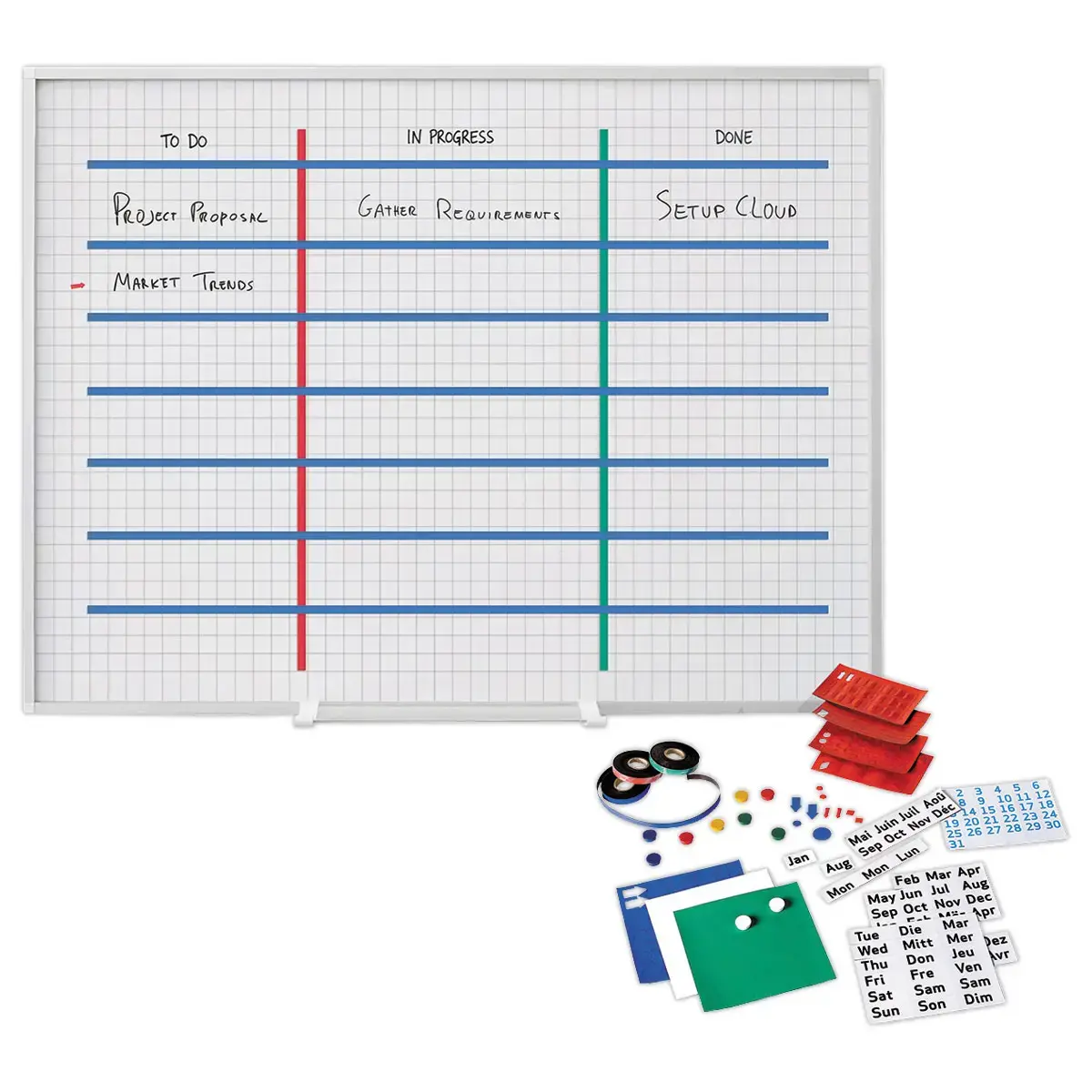 Magnetisch planner Kanban - geruit 25x25 mm
