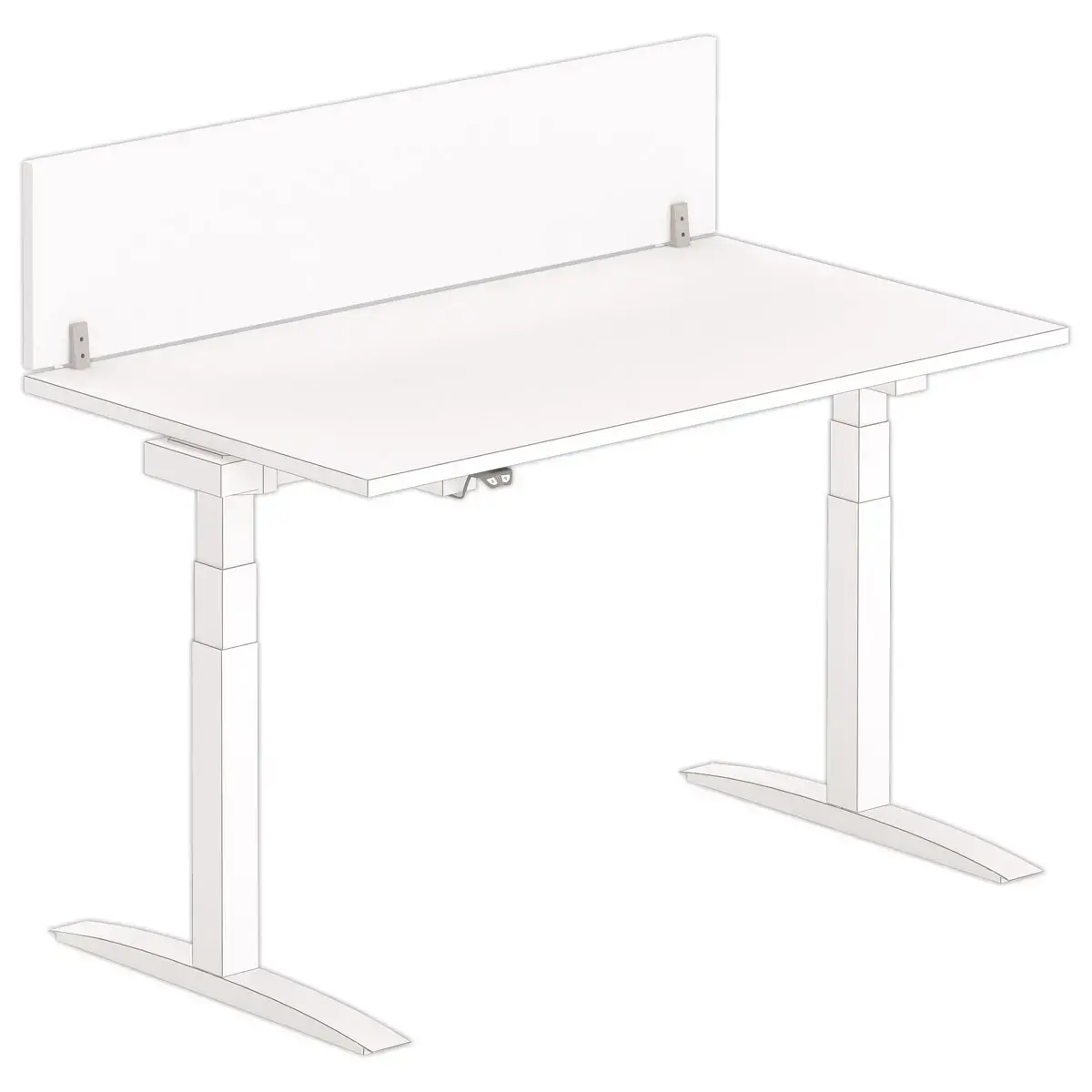 Bureau scheidingswand L. 140 wit/aluminium 