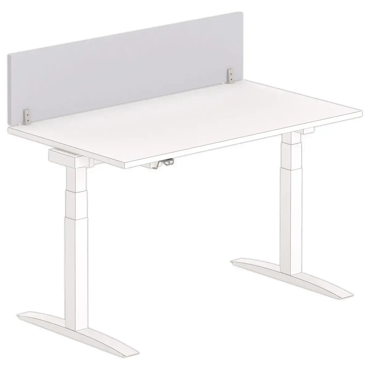 Bureau scheidingswand L. 140 grijs/alu