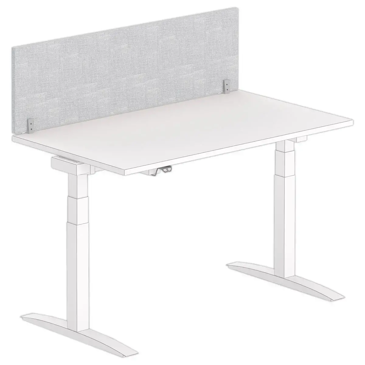 Scheidingswand akoustisch- voor bureau L 140 grijs/alu 