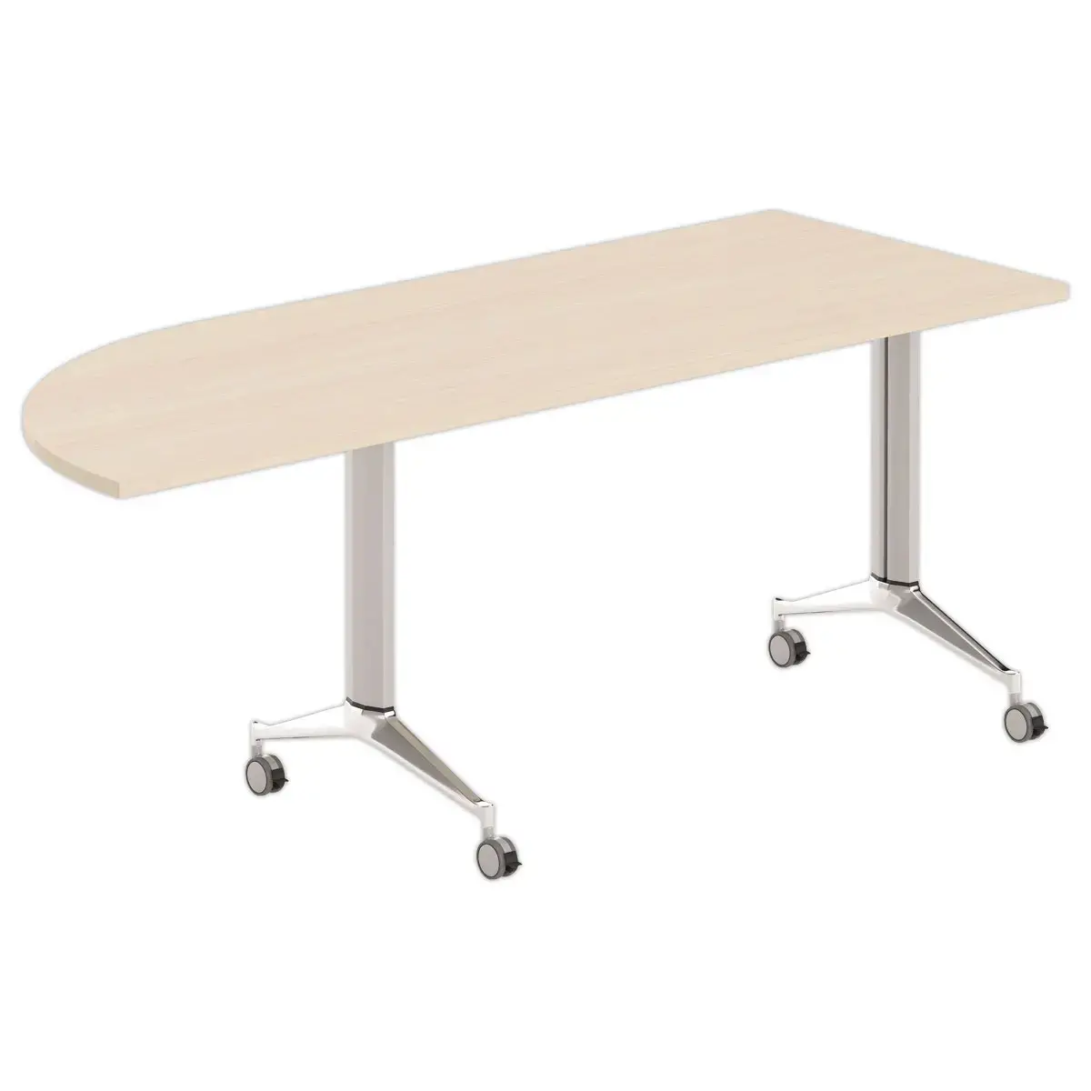 Klaptafel met wieltjes - Rechterhoek - helder acacia en aluminium - 190x70 cm