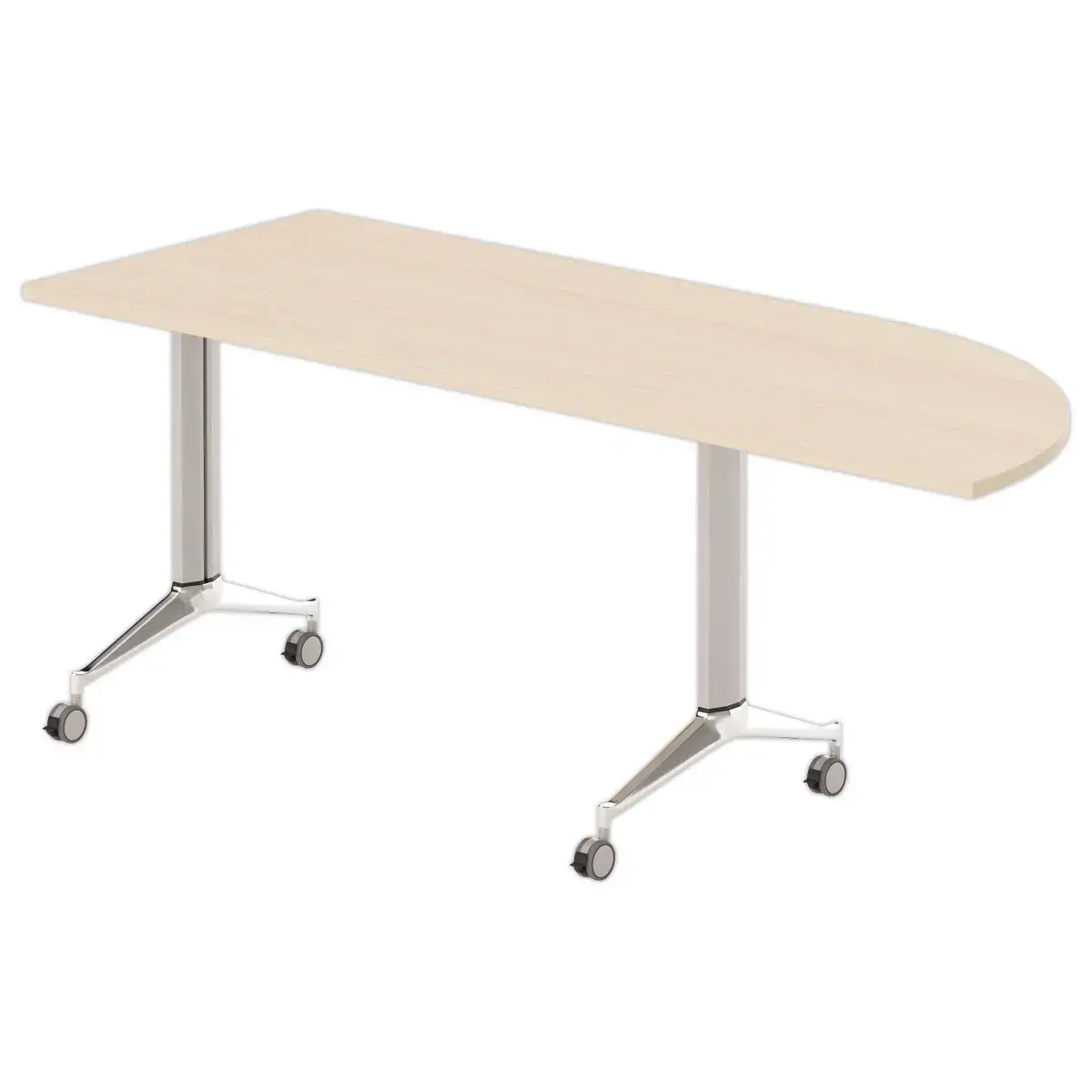 Klaptafel met wieltjes - Linkerhoek - helder acacia en aluminium - 190x70 cm