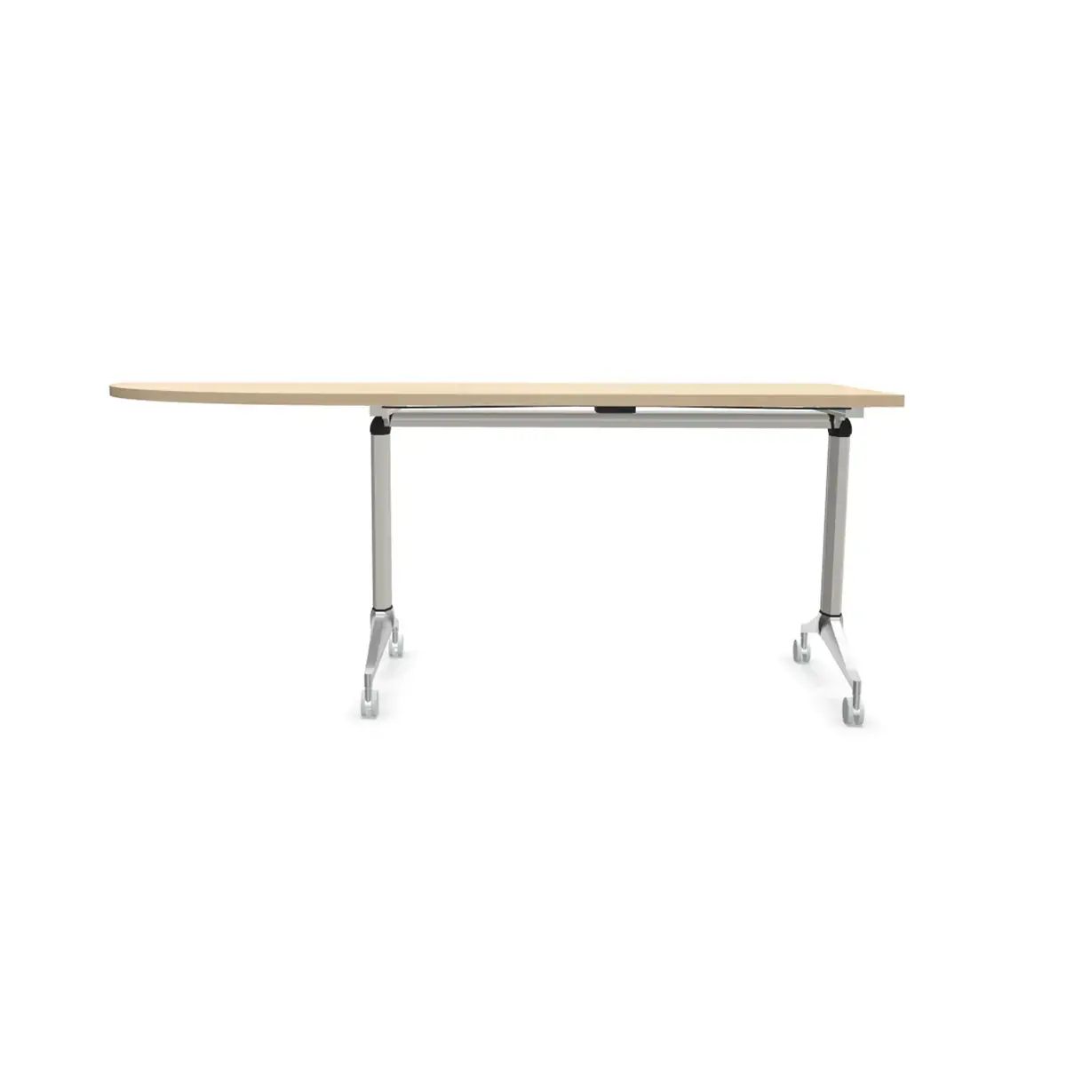 Klaptafel met wieltjes - Linkerhoek - helder acacia en aluminium - 190x70 cm