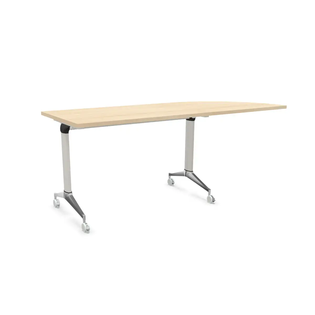 Klaptafel met wieltjes - Linkerhoek - helder acacia en aluminium - 190x70 cm