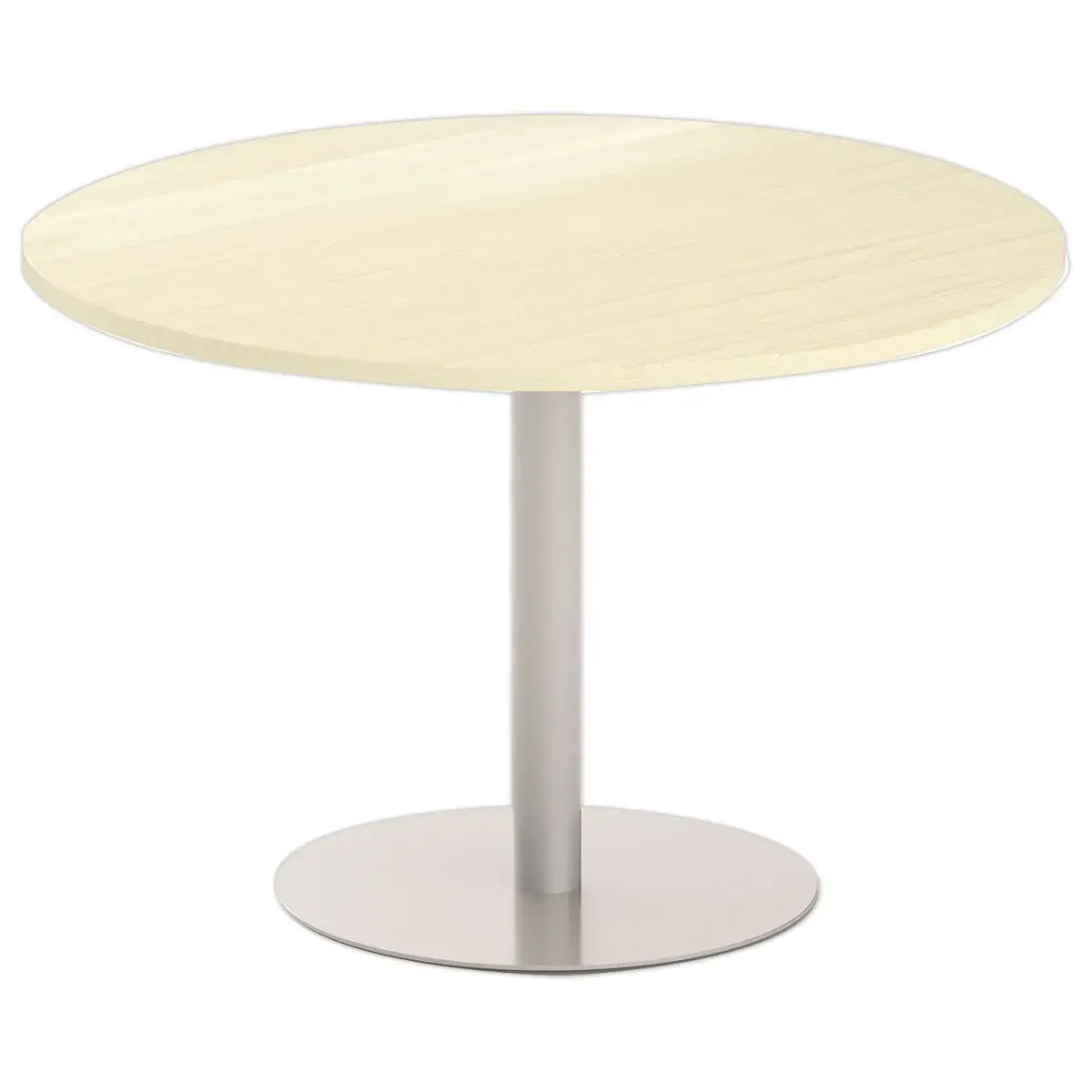 Ronde tafel diam 116 cm acacia blad, zilveren tulpvoet 