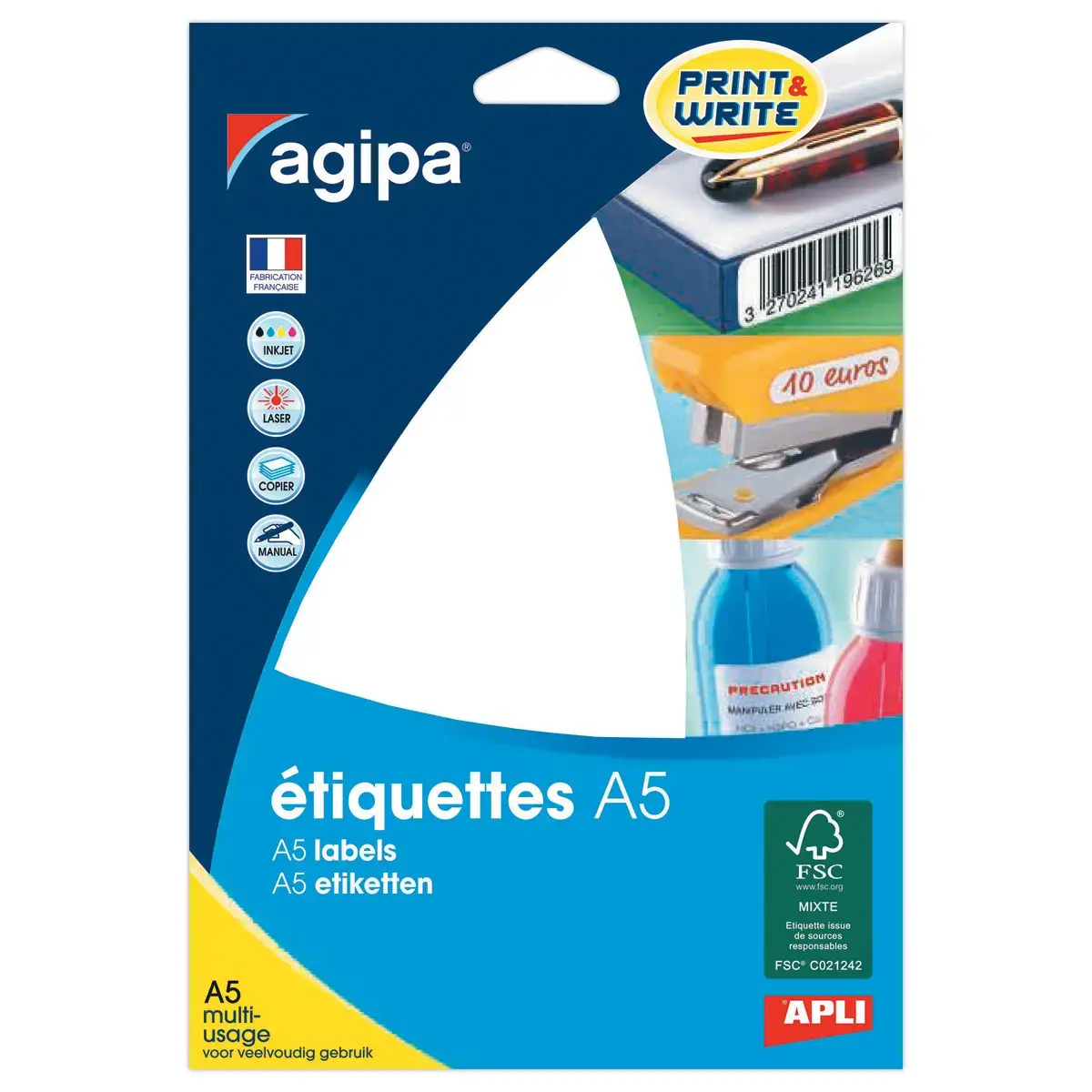 16 Multifunctionele etiketten 56x34 mm, wit - 192 etiketten