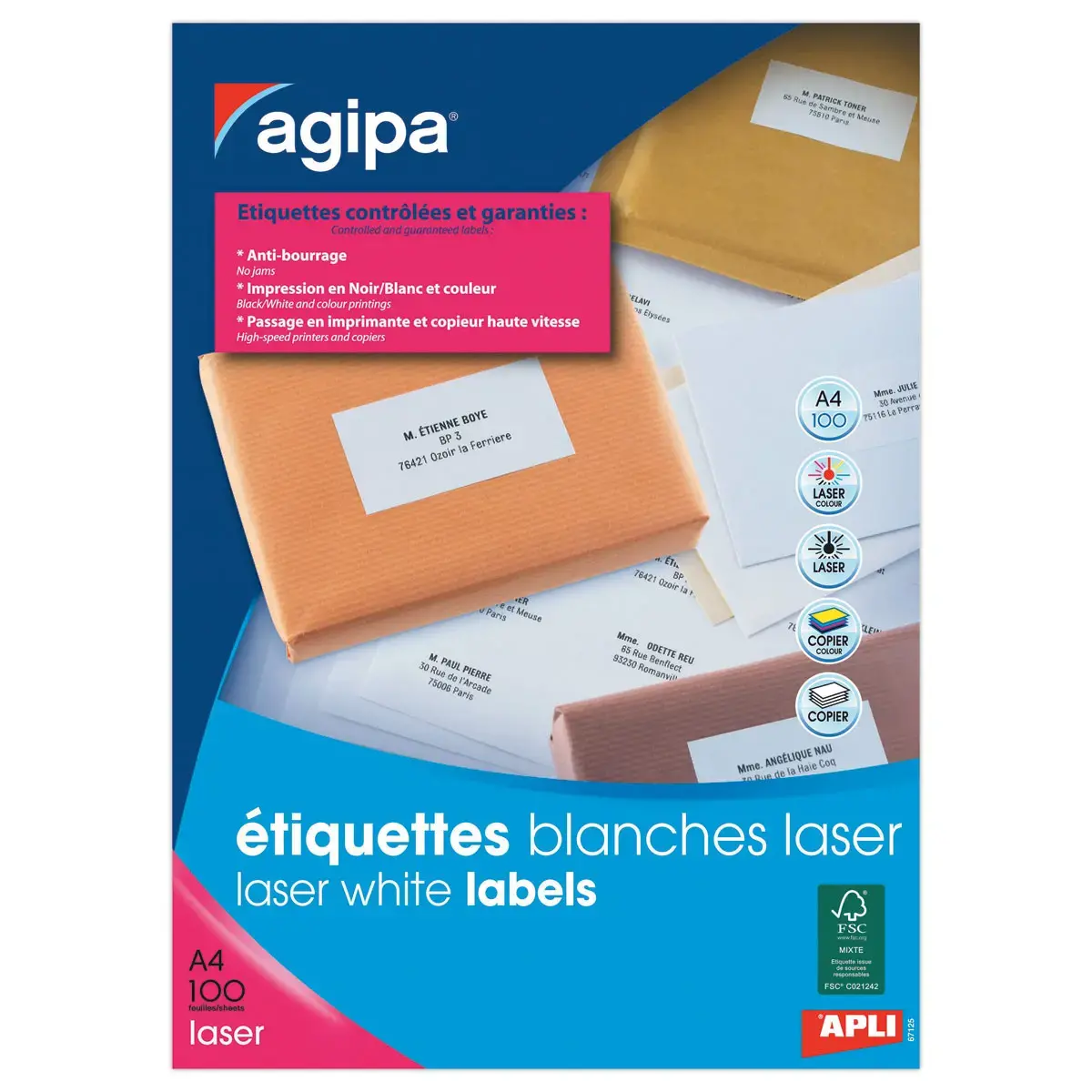 100 Laserlabels 70x37mm, oftewel 2400 etiketten/doos