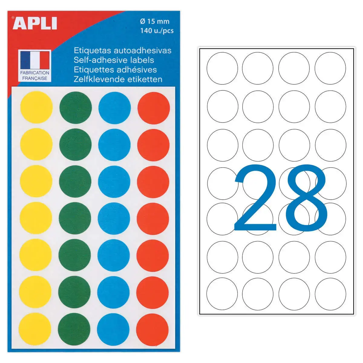 Ronde kleefpastilles - Ø15 mm - Diverse kleuren - APLI