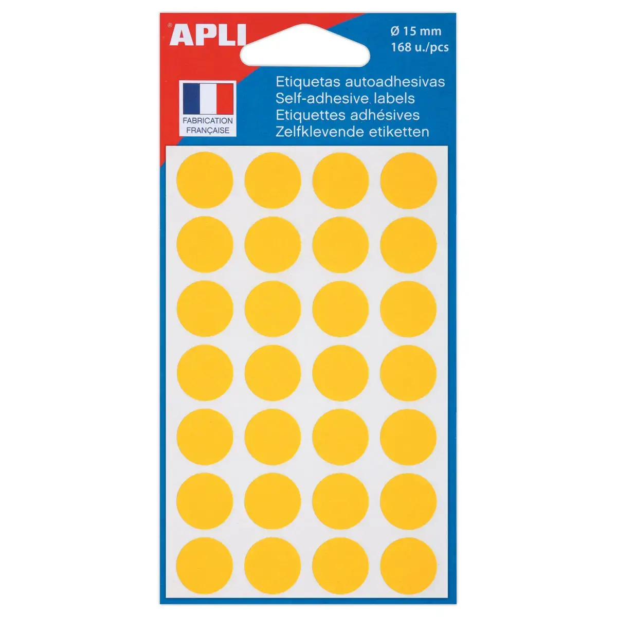 Set van 168 ronde kleefpastilles signalisatie -  &Oslash; 15 mm - geel 