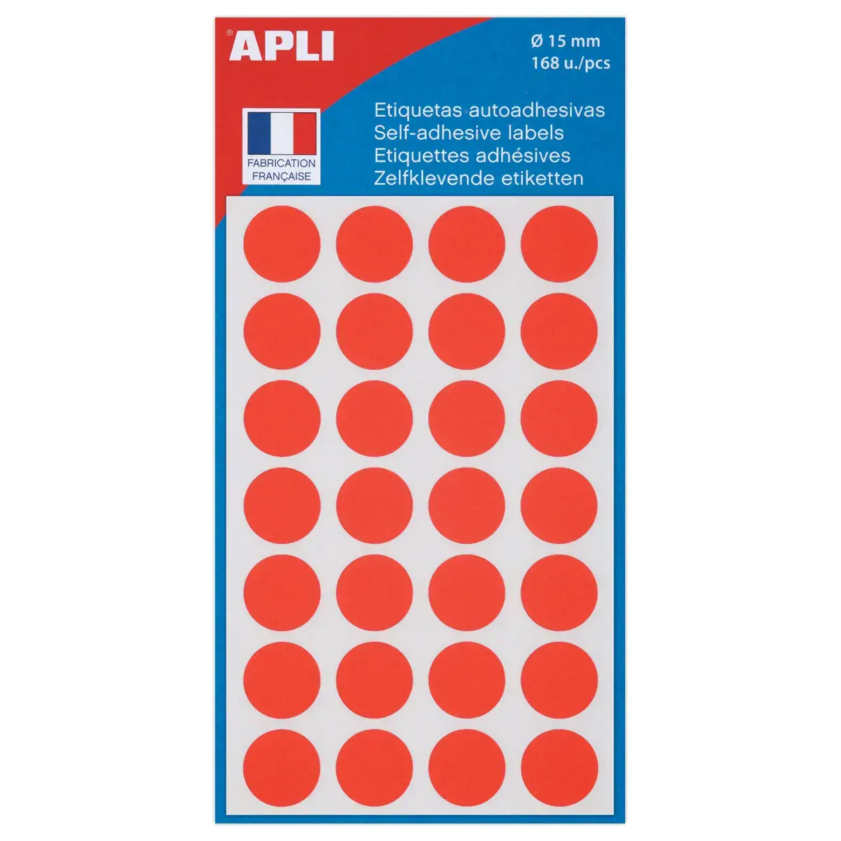 Ronde etiketten - Ø15 mm - Rood - APLI