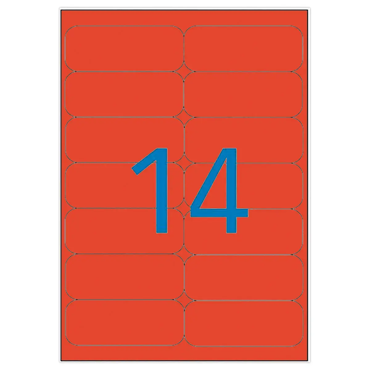 20 Planken van 280 fluorescerende etiketten 99,1x38,1 fluorescerend rood