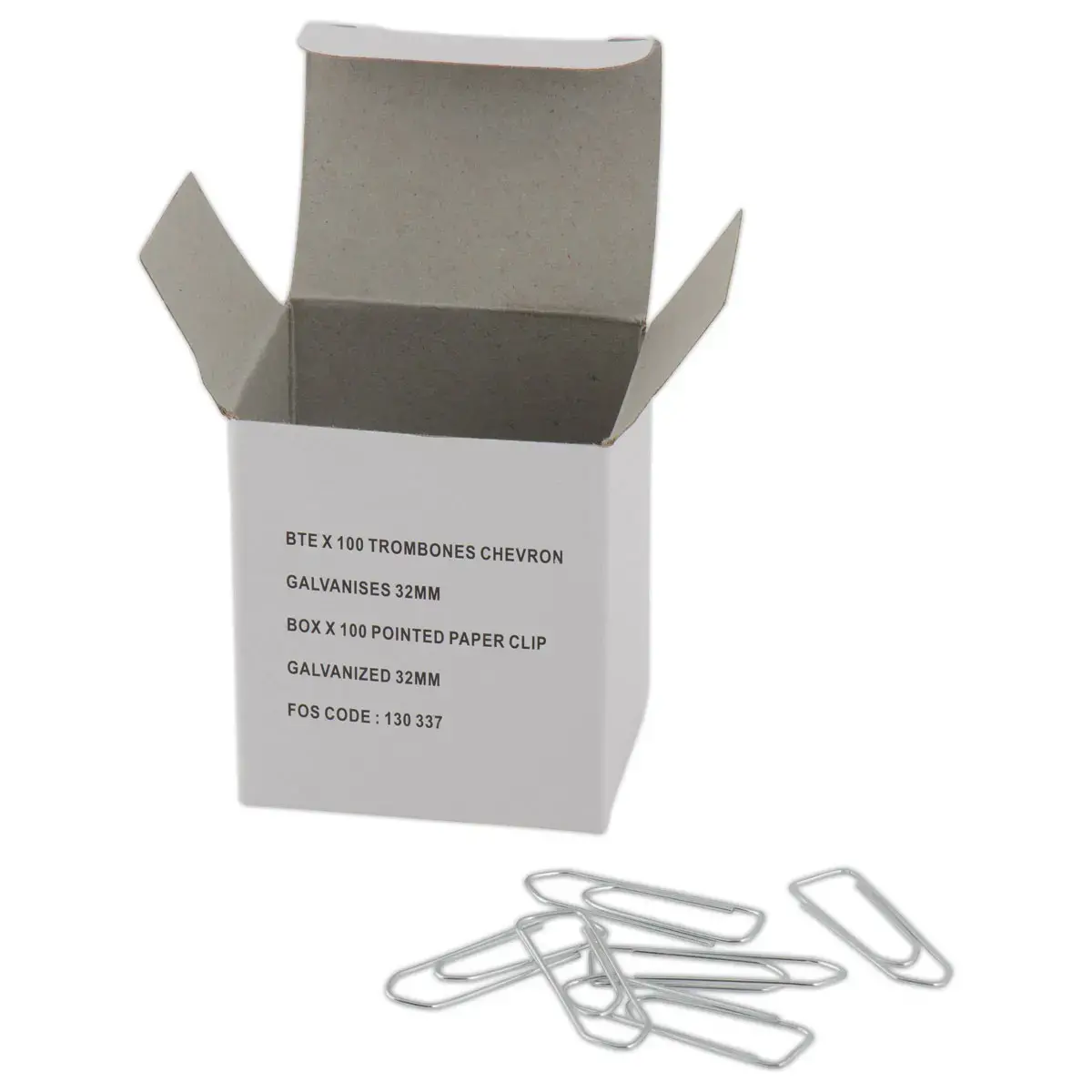 100  Paperclips met visgraatpunt in gegalvaniseerd staal - 32 mm 