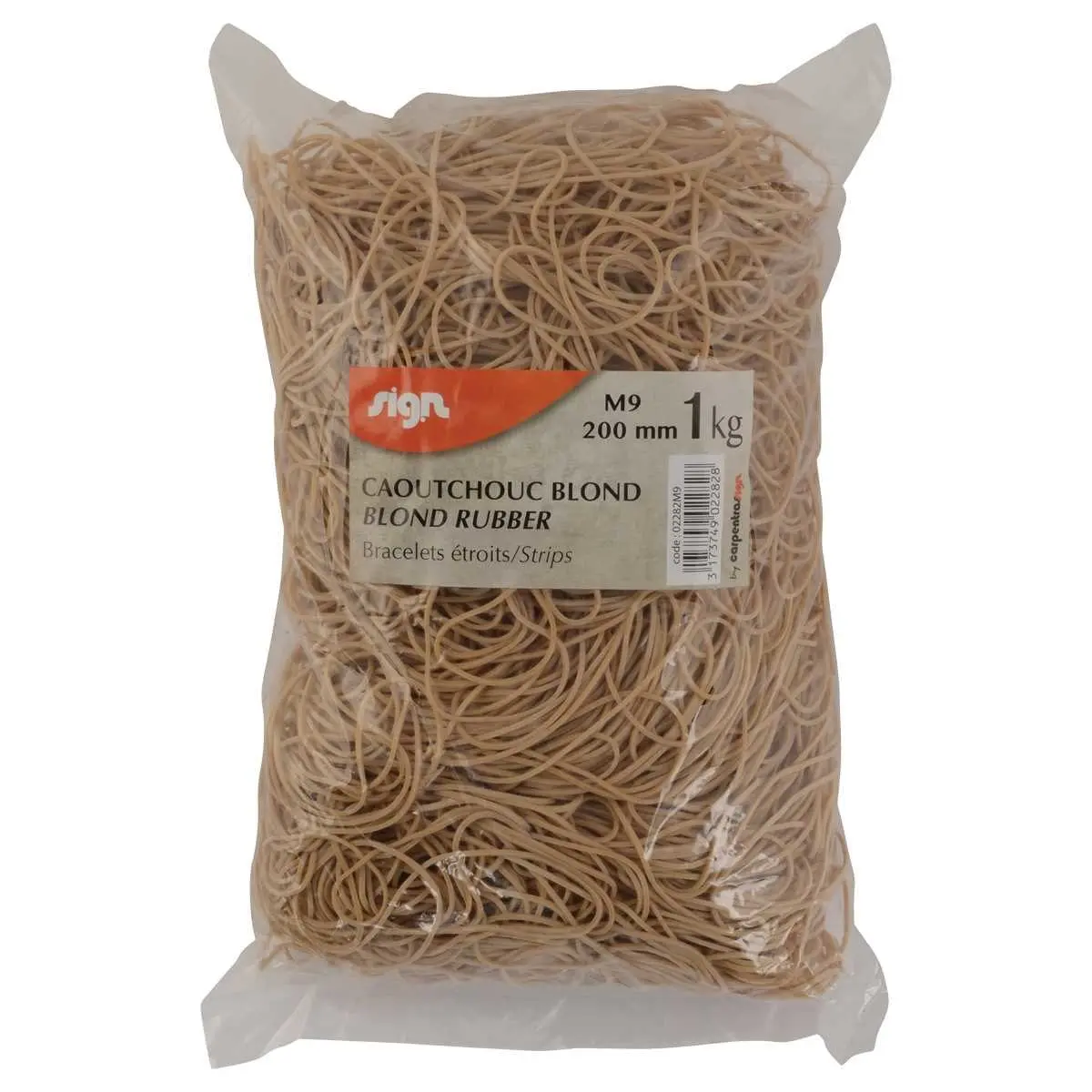 Zak van 1 kg smalle rubberen elastieken - Blond - 200 mm - SIGN