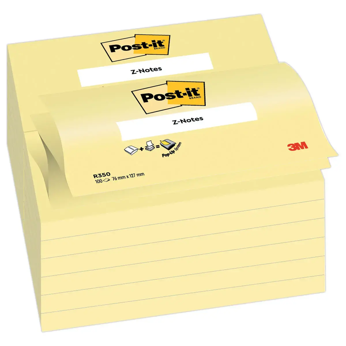 012 Herpositioneerbare memoblaadjes Z-Notes 76x127 mm - Geel - POST-IT