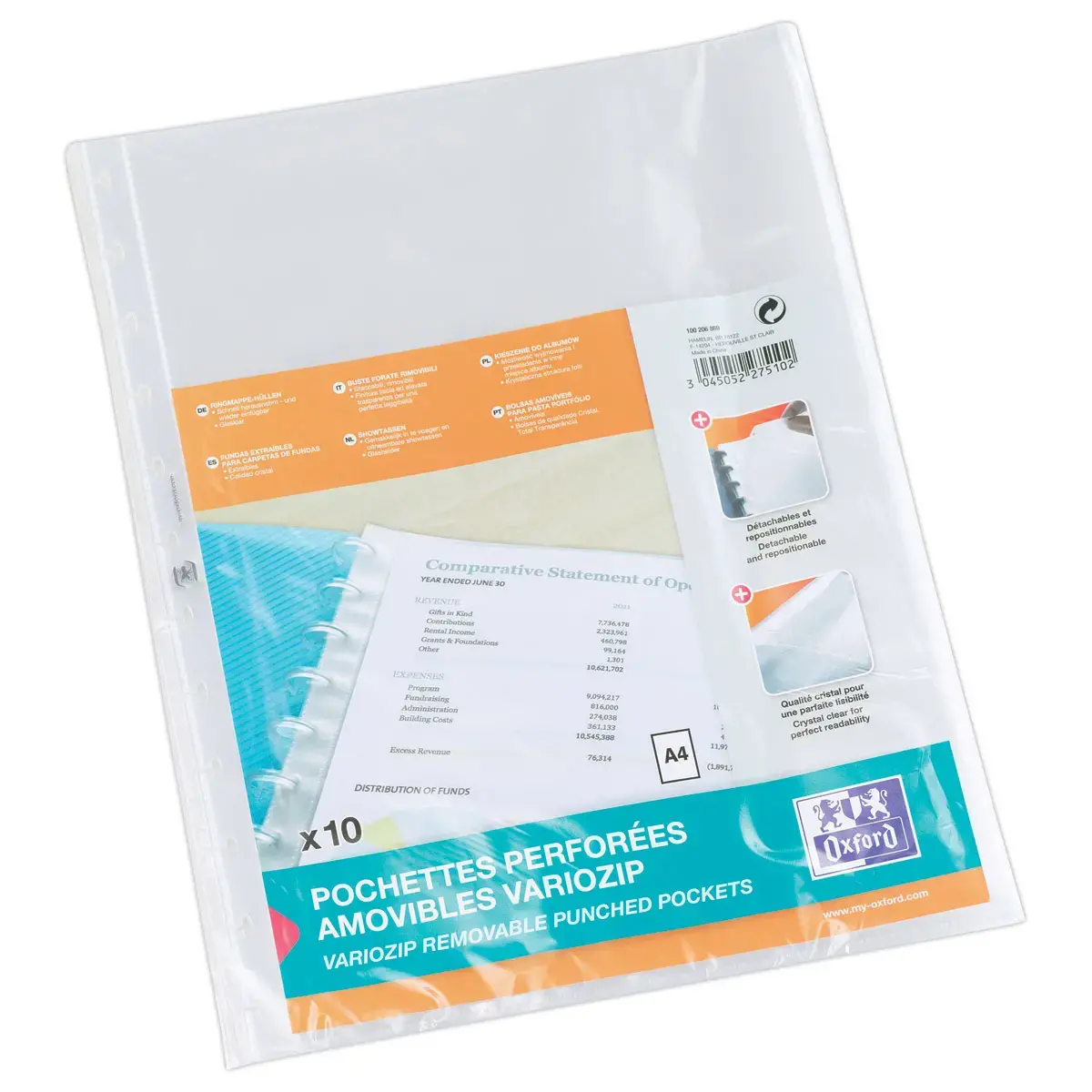 10 10 uitneembare 8/100e insteekmappen van polypropyleen in blisterverpakking