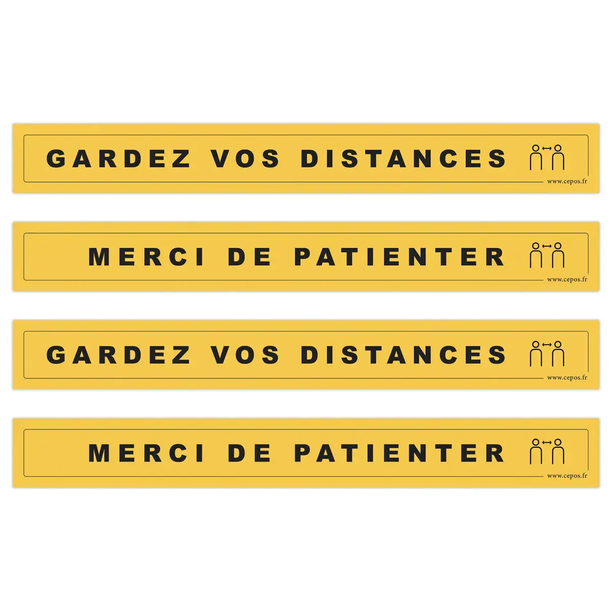 4 Signalisatiestickers vloer 68 cm x 5 cm