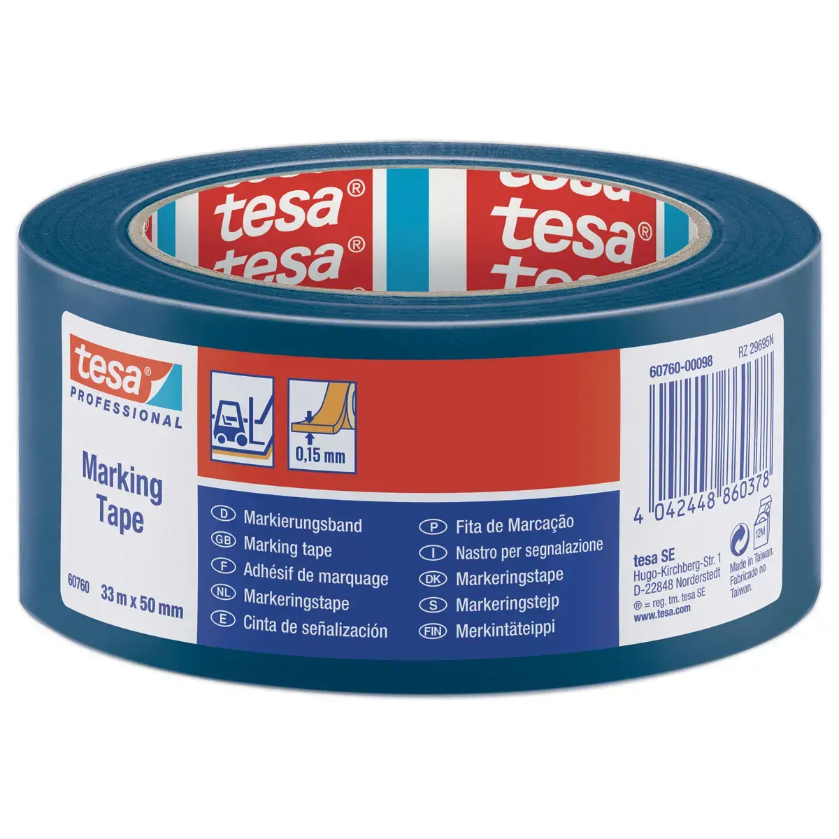 Vloermarkeringstape 33 m x 50 mm - Blauw - TESA
