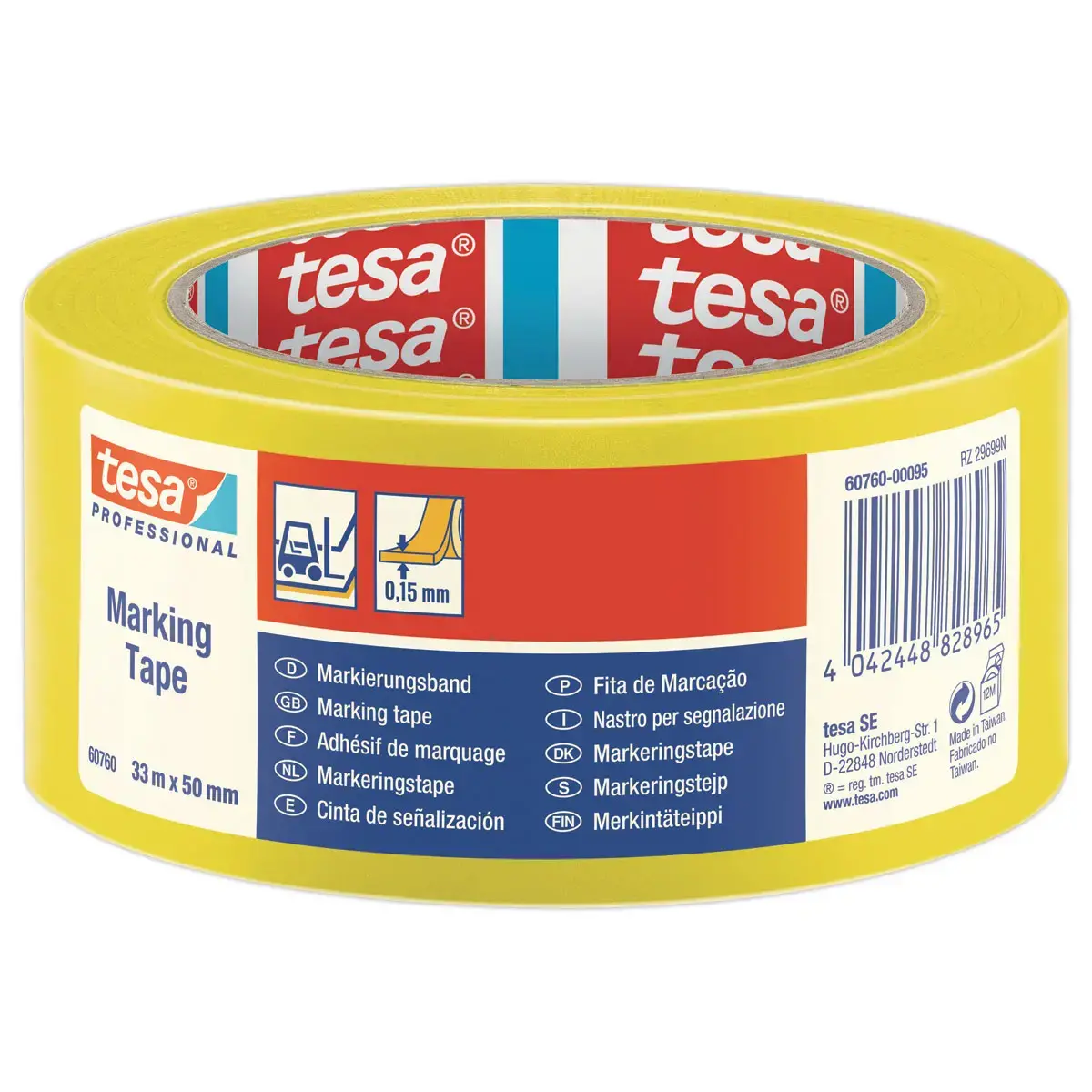 Vloermarkeringstape 33 m x 50 mm - Geel - TESA
