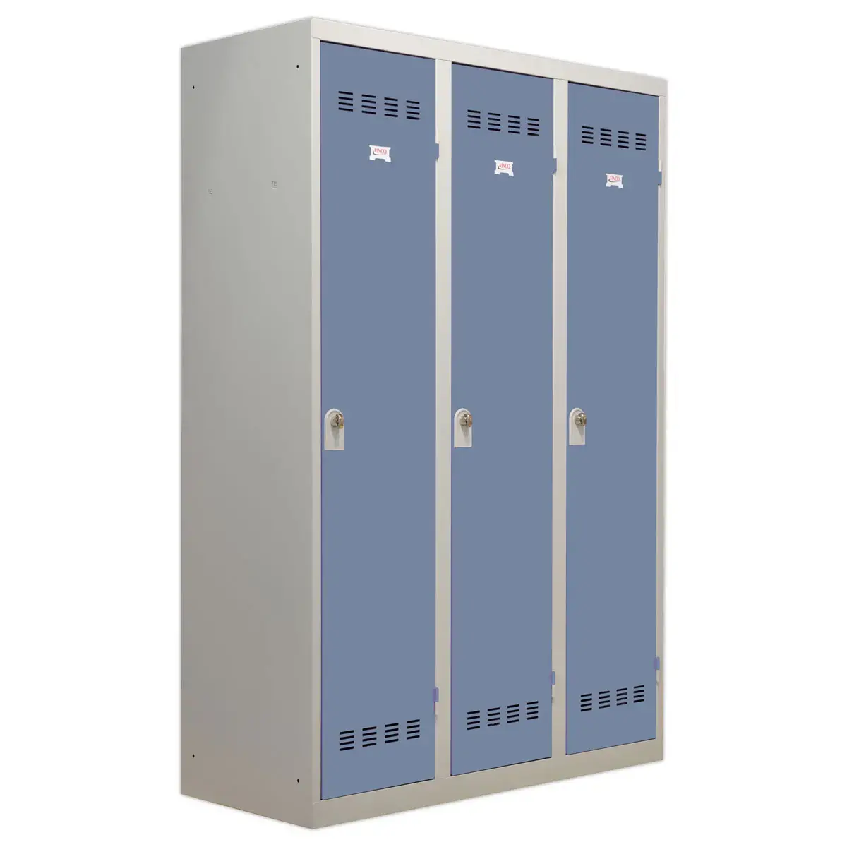 Werkplaatskleedkast 3 vuilafwerende deuren, H 180 x B 120 x D 50 cm gr/bl