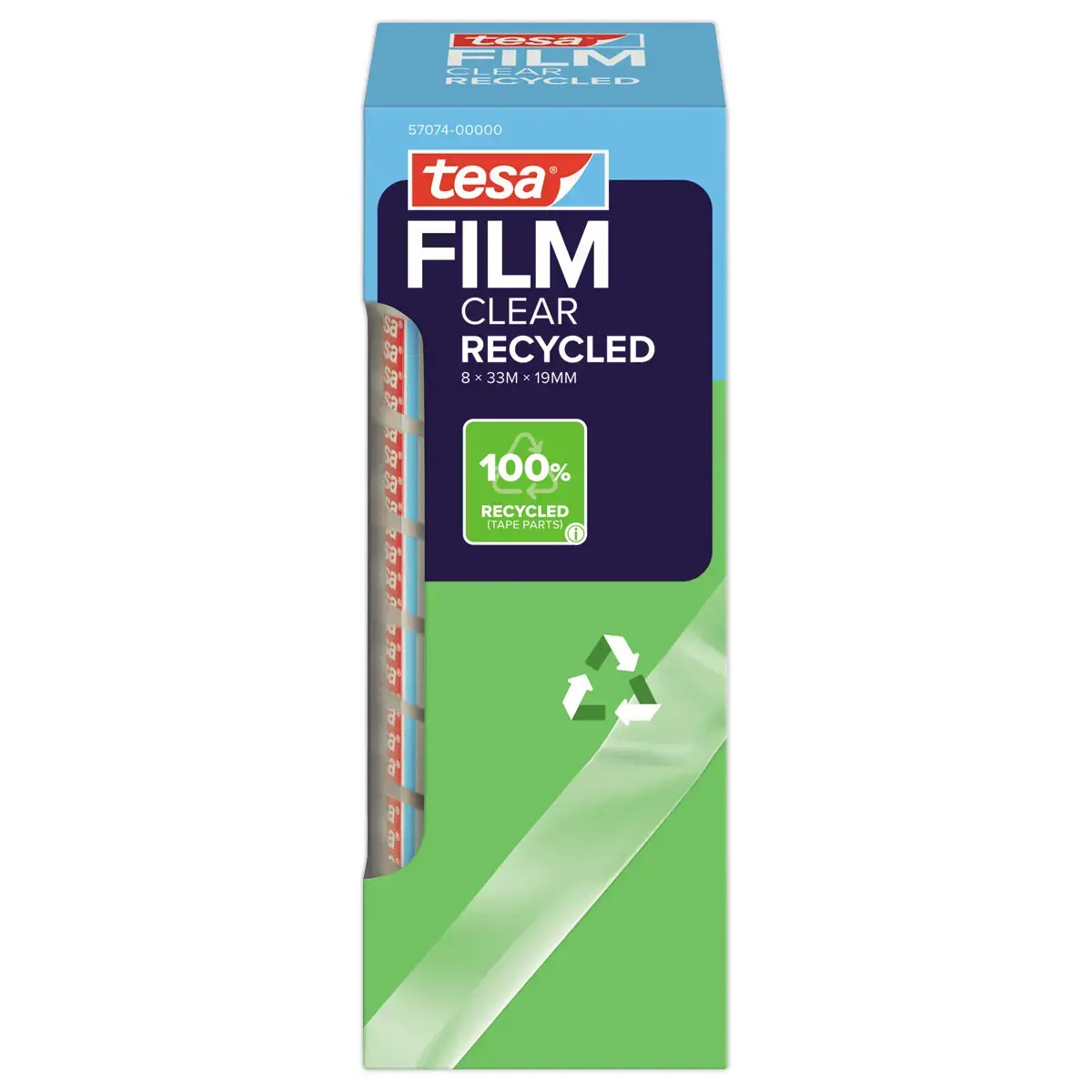 8 transparante TESA Ecologo plakbandrollen - 33 m x 19 mm 