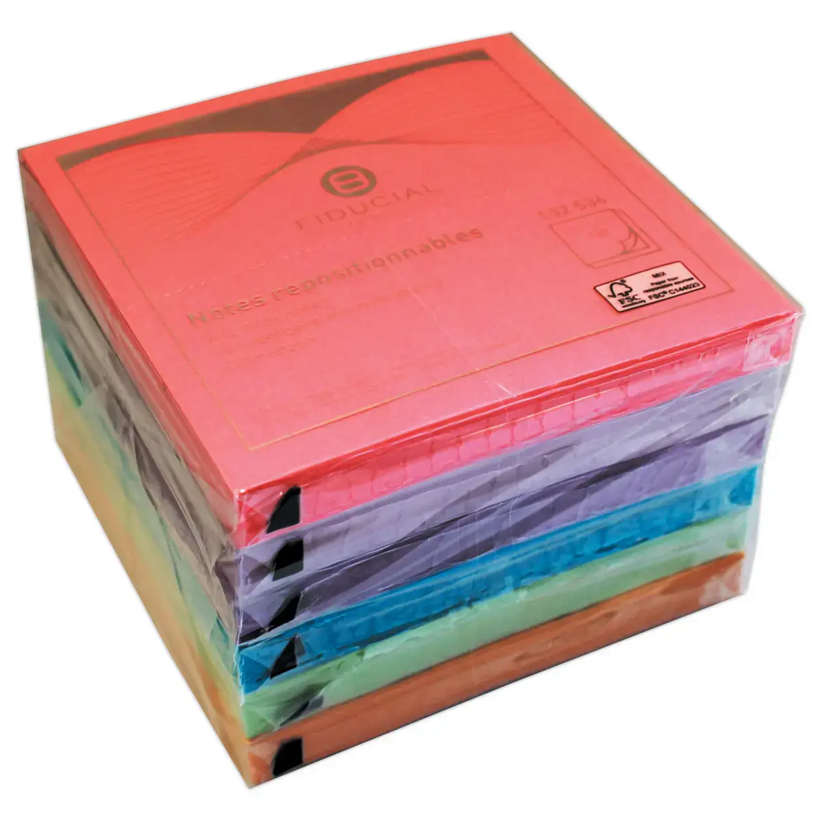 006 Blokken herpositioneerbare memoblaadjes - 7,6 x 7,6 cm - Diverse felle kleuren - FIDUCIAL